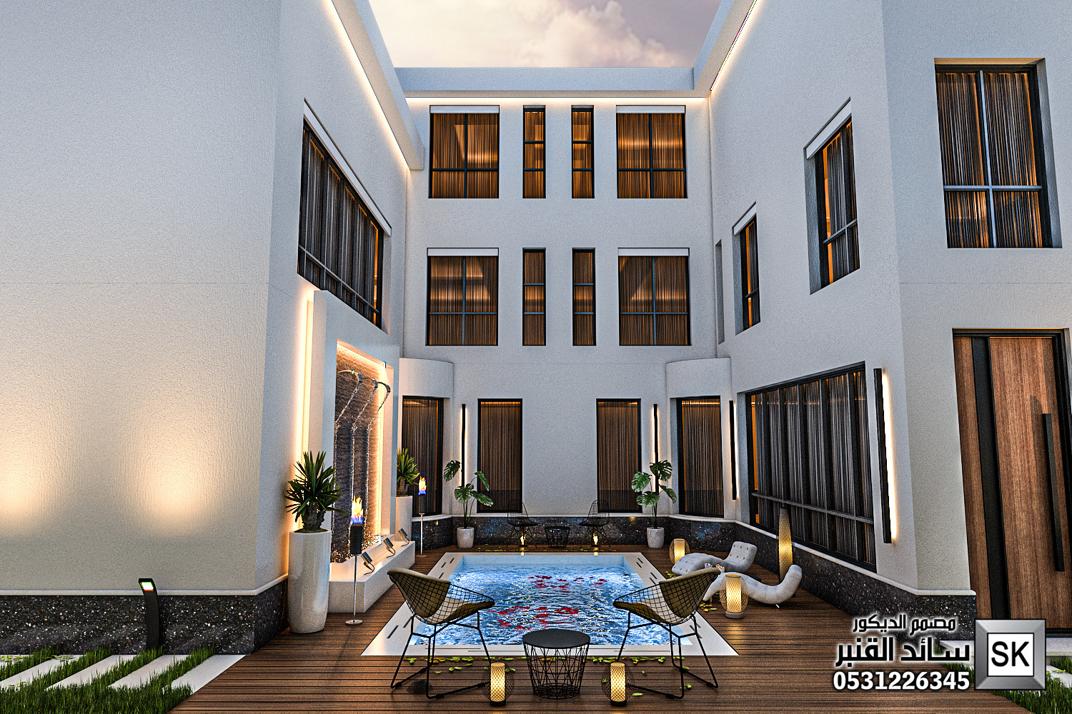 تصميم و تنفيذ لاندسكيب منزلي فاخر في الرياض