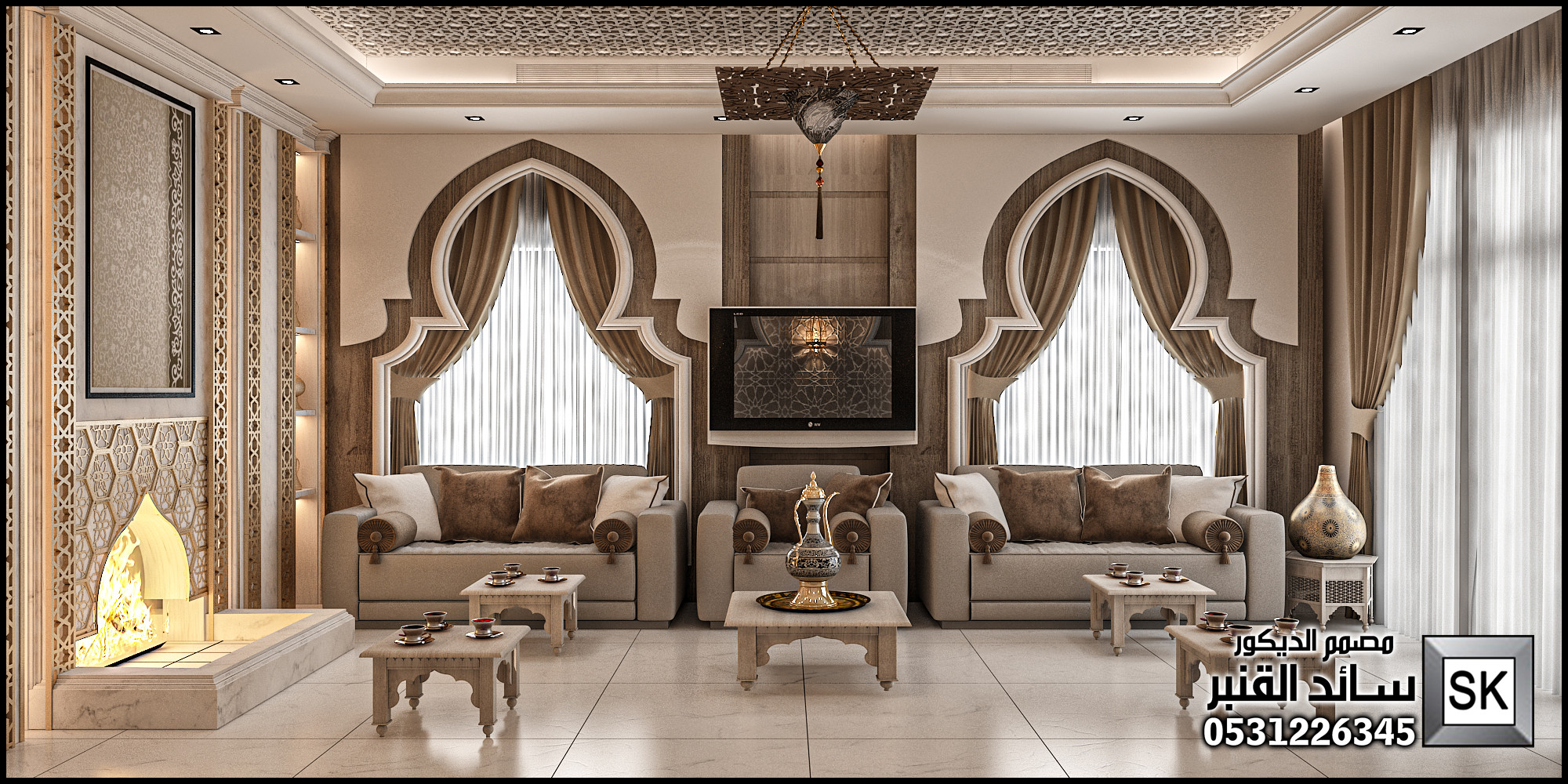 تصميم و تنفيذ ديكور داخلي مجالس ضيافة إسلامي أندلسي و مغربي في الرياض