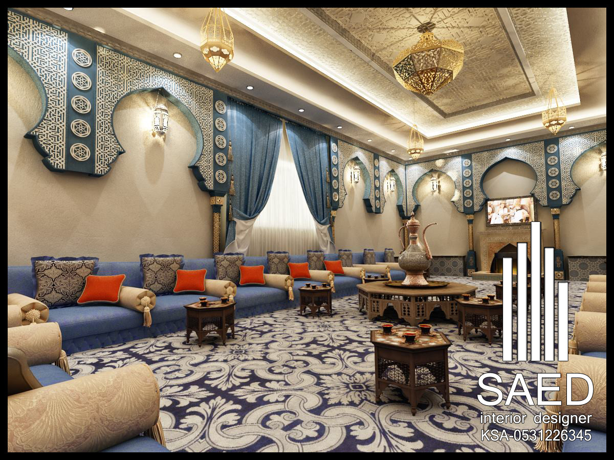 تصميم و تنفيذ ديكور داخلي مجالس أندلسية و مغربية فخمة في الرياض