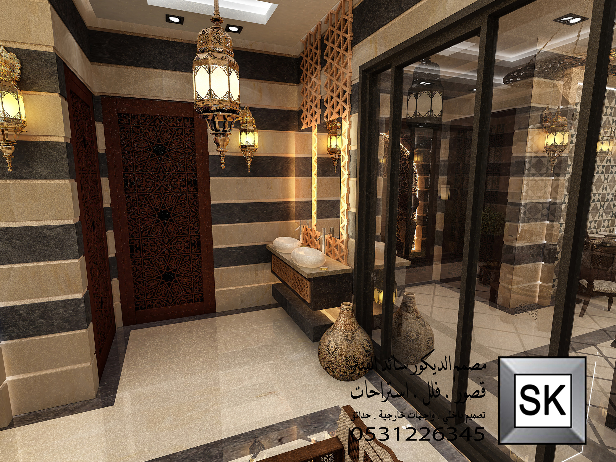 تصميم و تنفيذ ديكور  مجالس دمشقية فخمة في الرياض