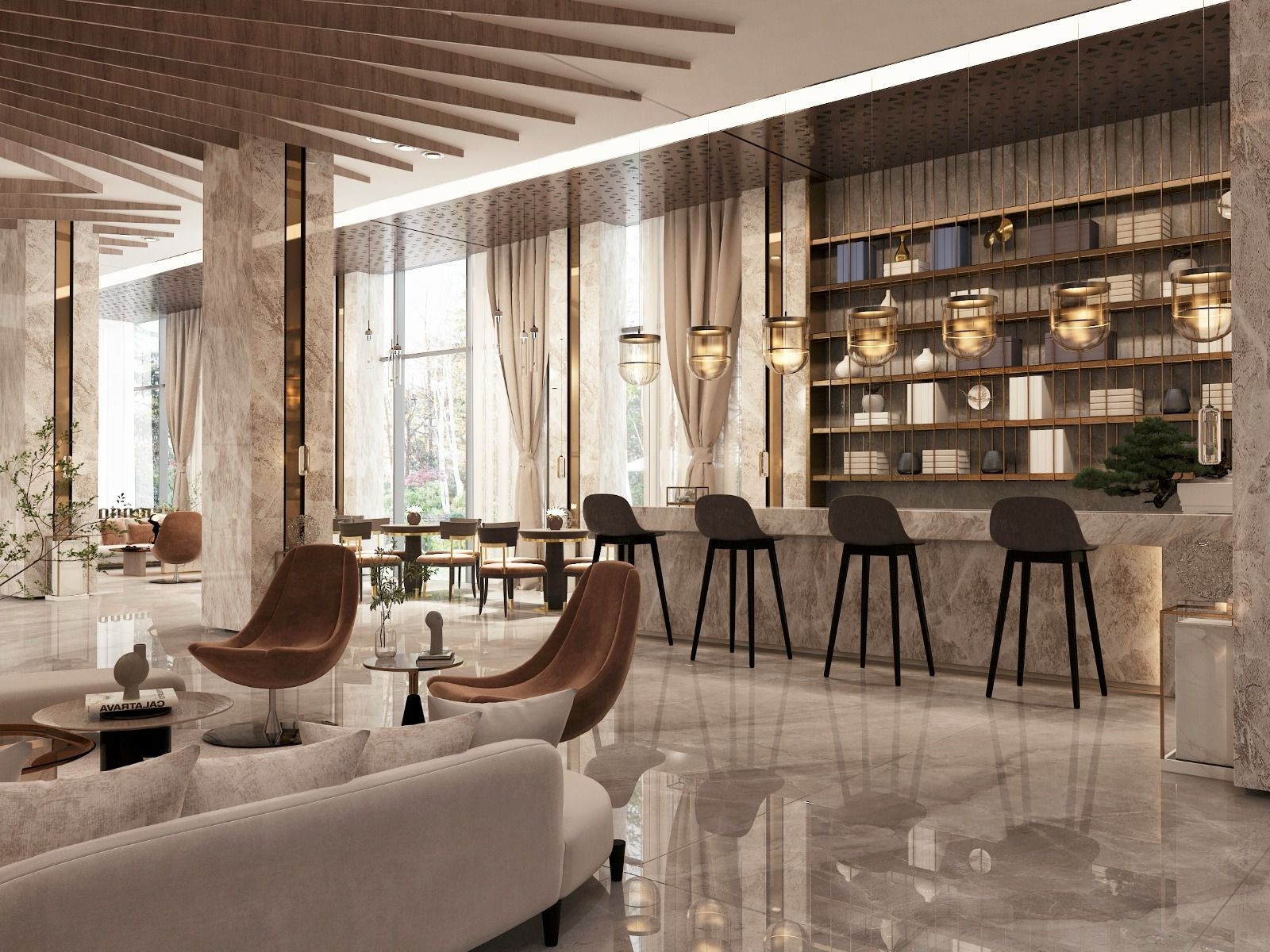 تصميم و تنفيذ لوبي إستقبال فندقي فاخر في الرياض
