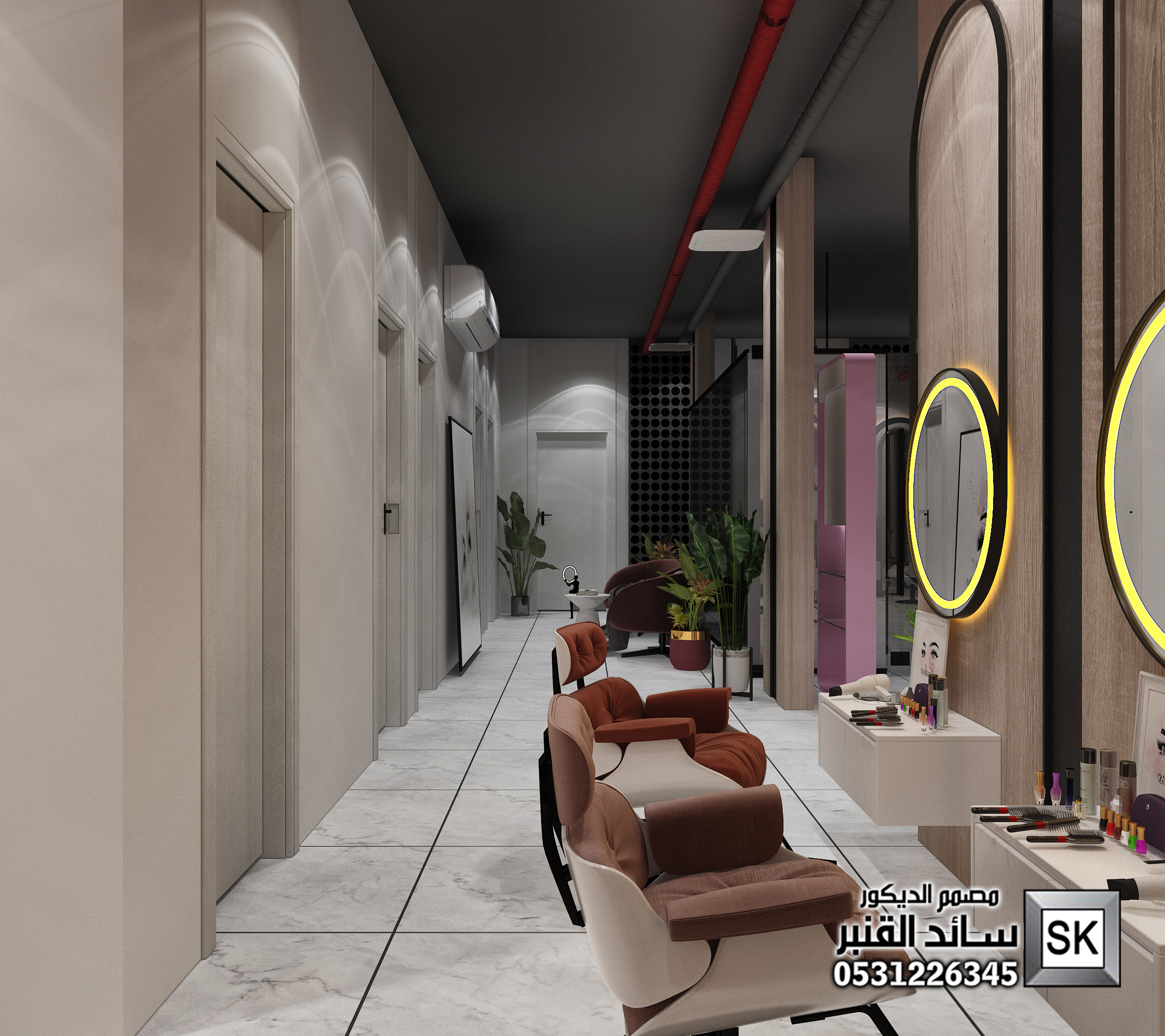 تصميم و تشطيب مشغل تجميل نسائي فاخر في الخبر