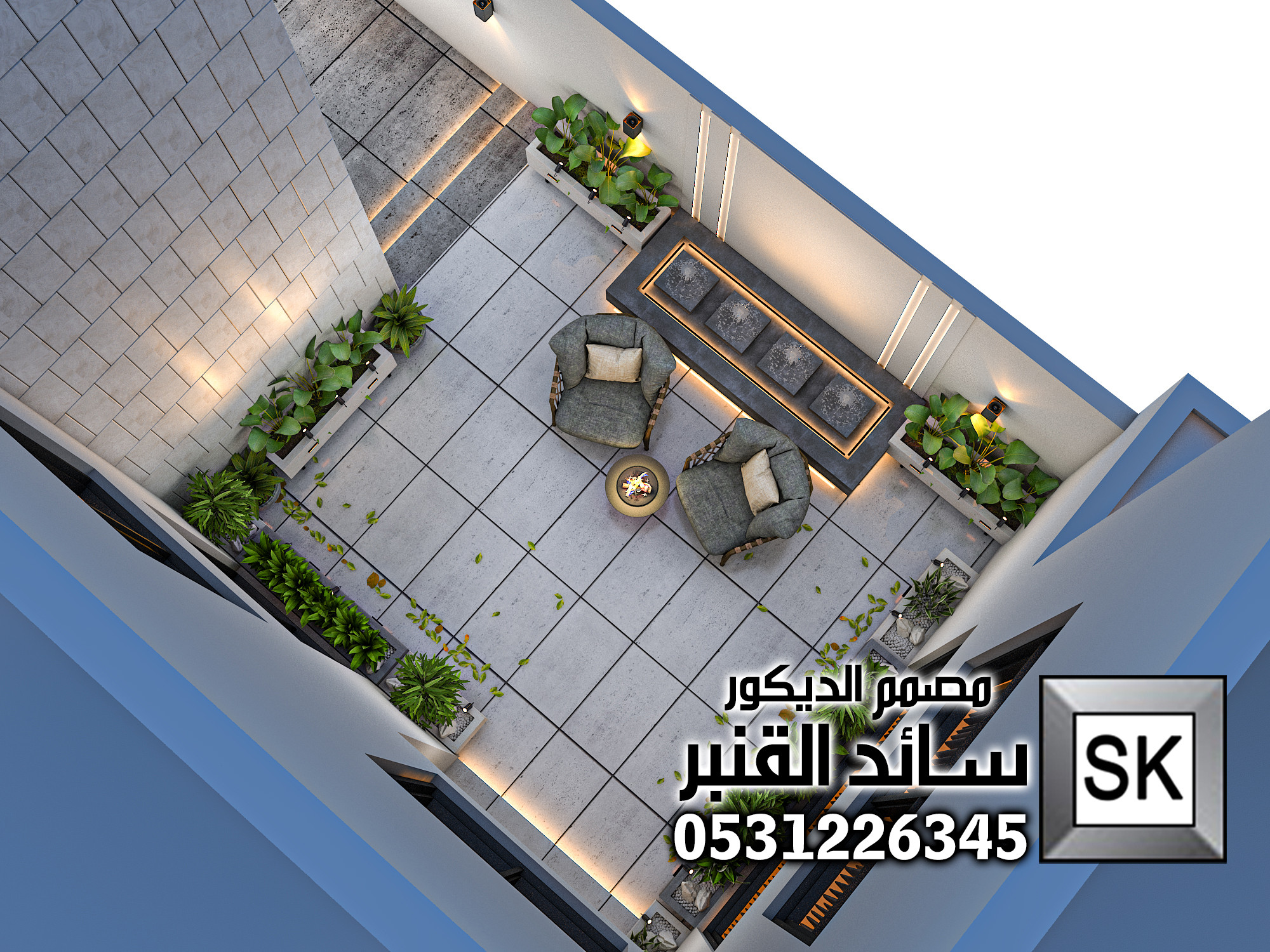 لاندسكيب منزلي فاخر في الرياض