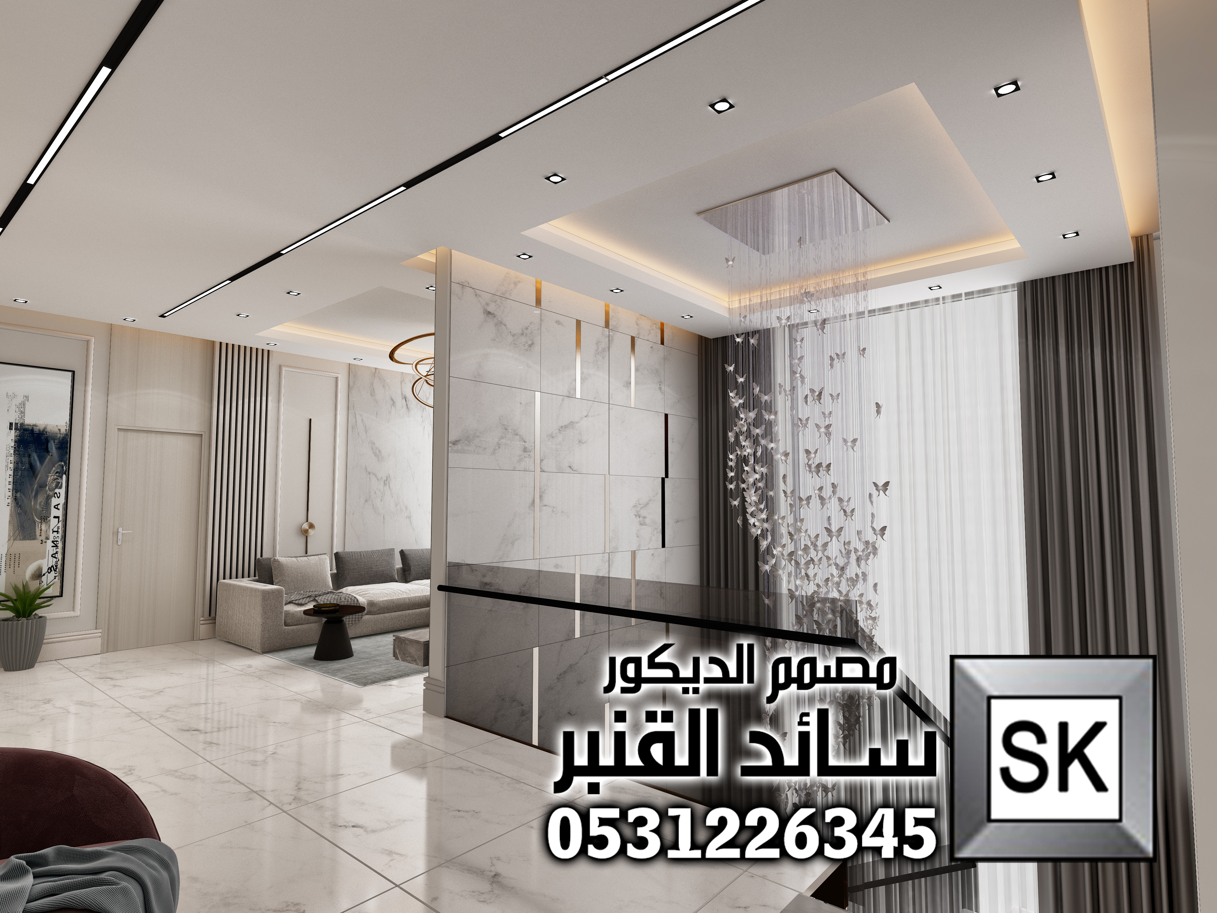 تشطيب ديكور داخلي صالة فيلا فخمة في الرياض