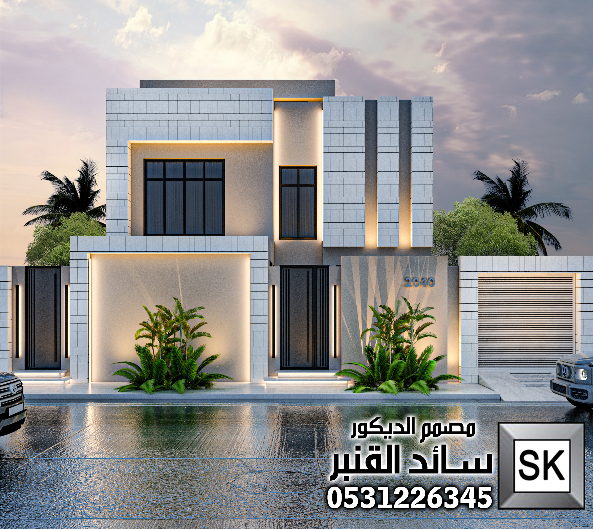 تصميم و ترميم واجهة فيلا فخمة في عنيزة