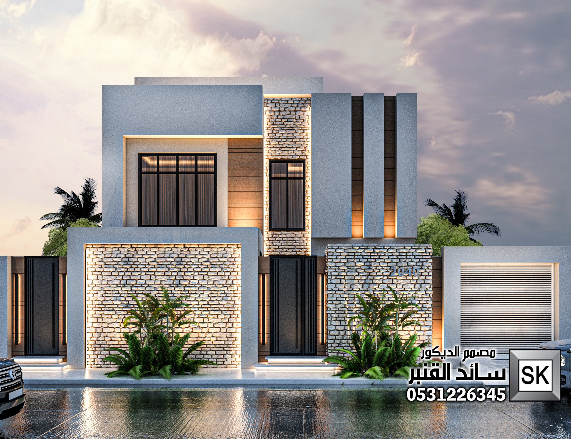 تصميم و ترميم واجهة فيلا فخمة في عنيزة