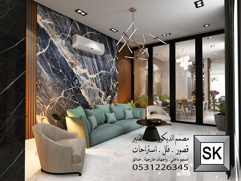 تصميم و تنفيذ ديكور داخلي مجلس رجال و مقلط طعام و  صالة عائلية فخمة في الطائف