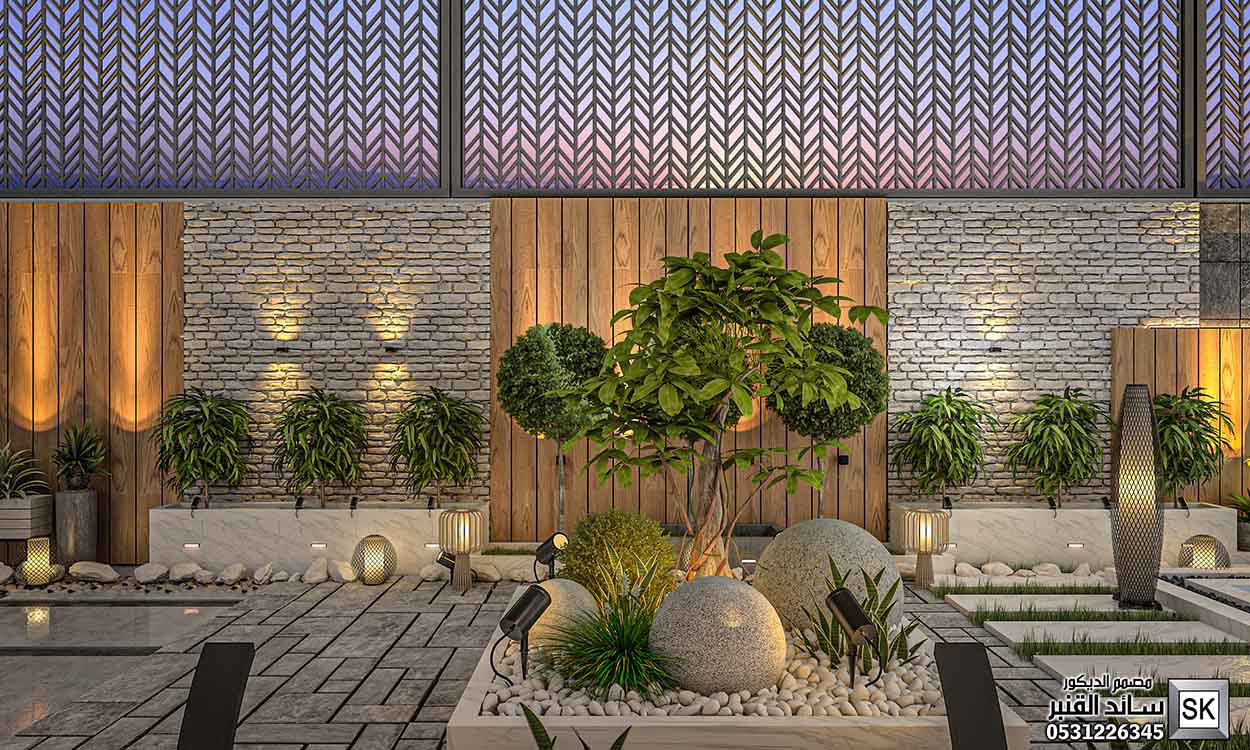 تصميم لاندسكيب منزلي فاخر في الرياض