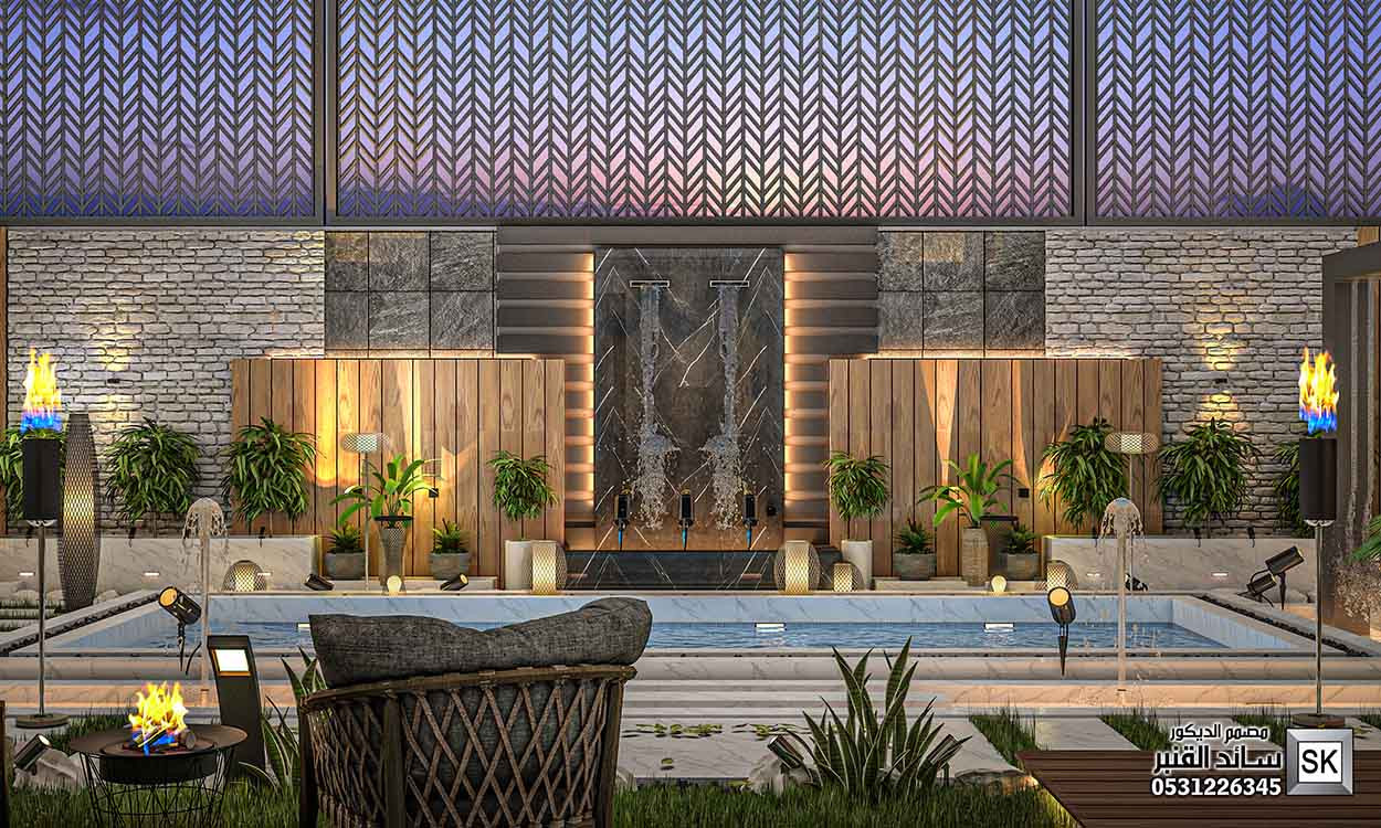 تصميم لاندسكيب منزلي فاخر في الرياض