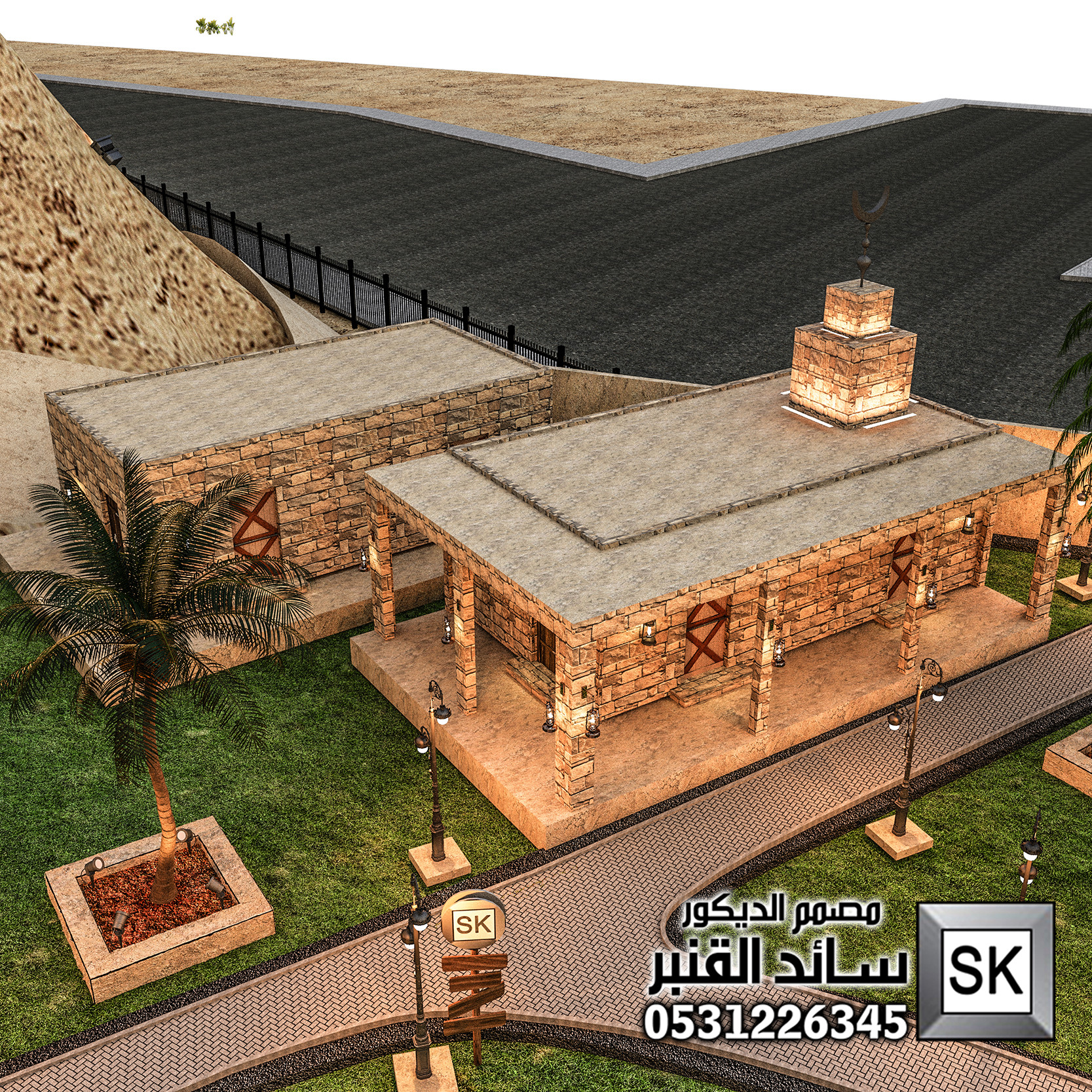تصميم و تشطيب لاندسكيب محميات و مخيمات و منتجعات و مزارع فخمة في السعودية