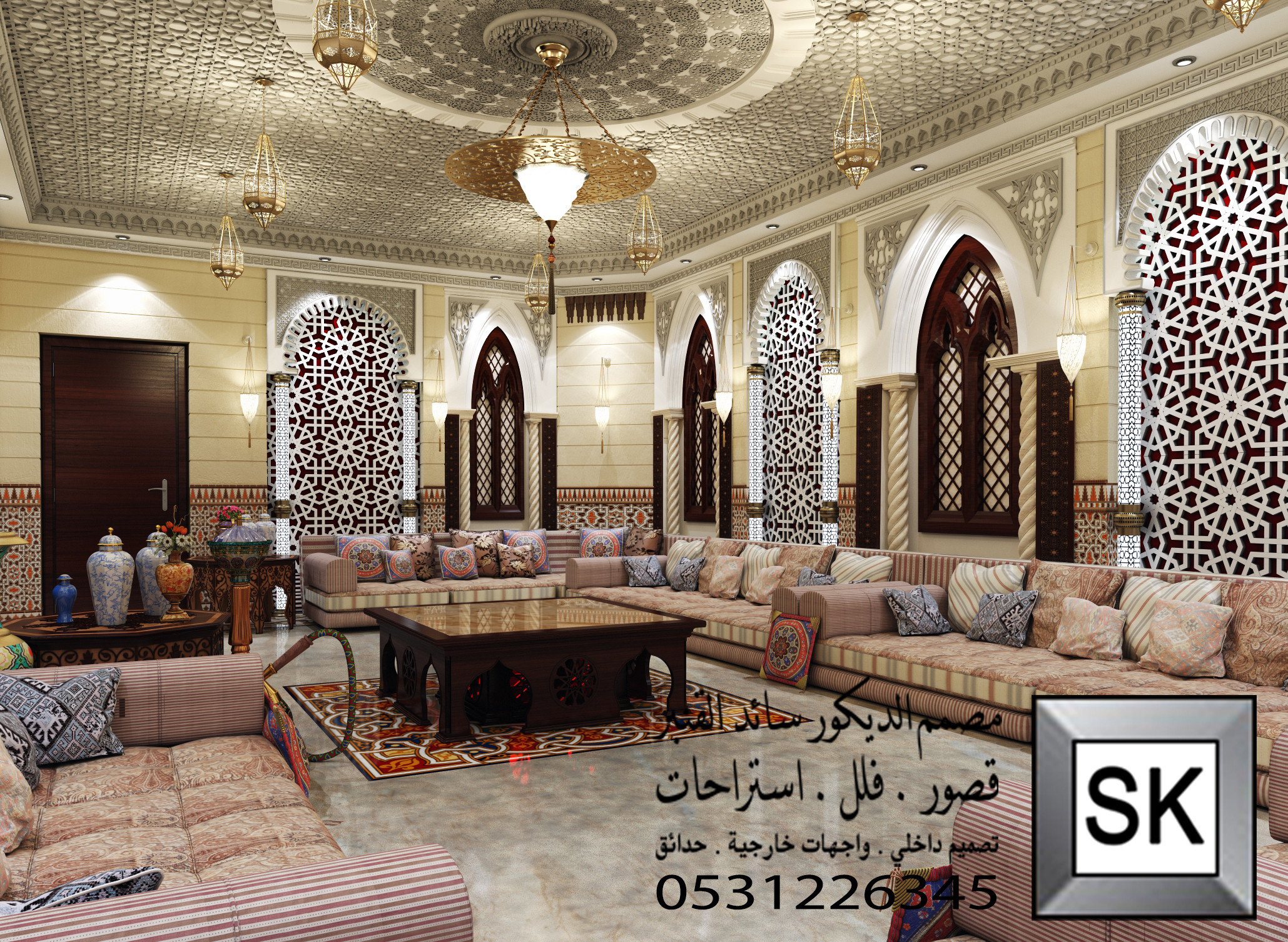 تصميم و تنفيذ ديكور مجالس رجال و مجالس نساء مغربية فخمة في الرياض