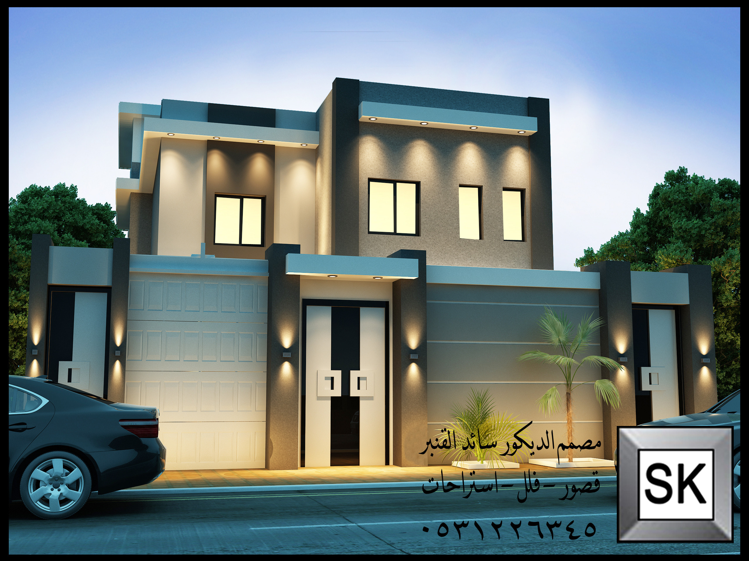 تصميم و تشطيب واجهة فيلا فخمة في الرياض