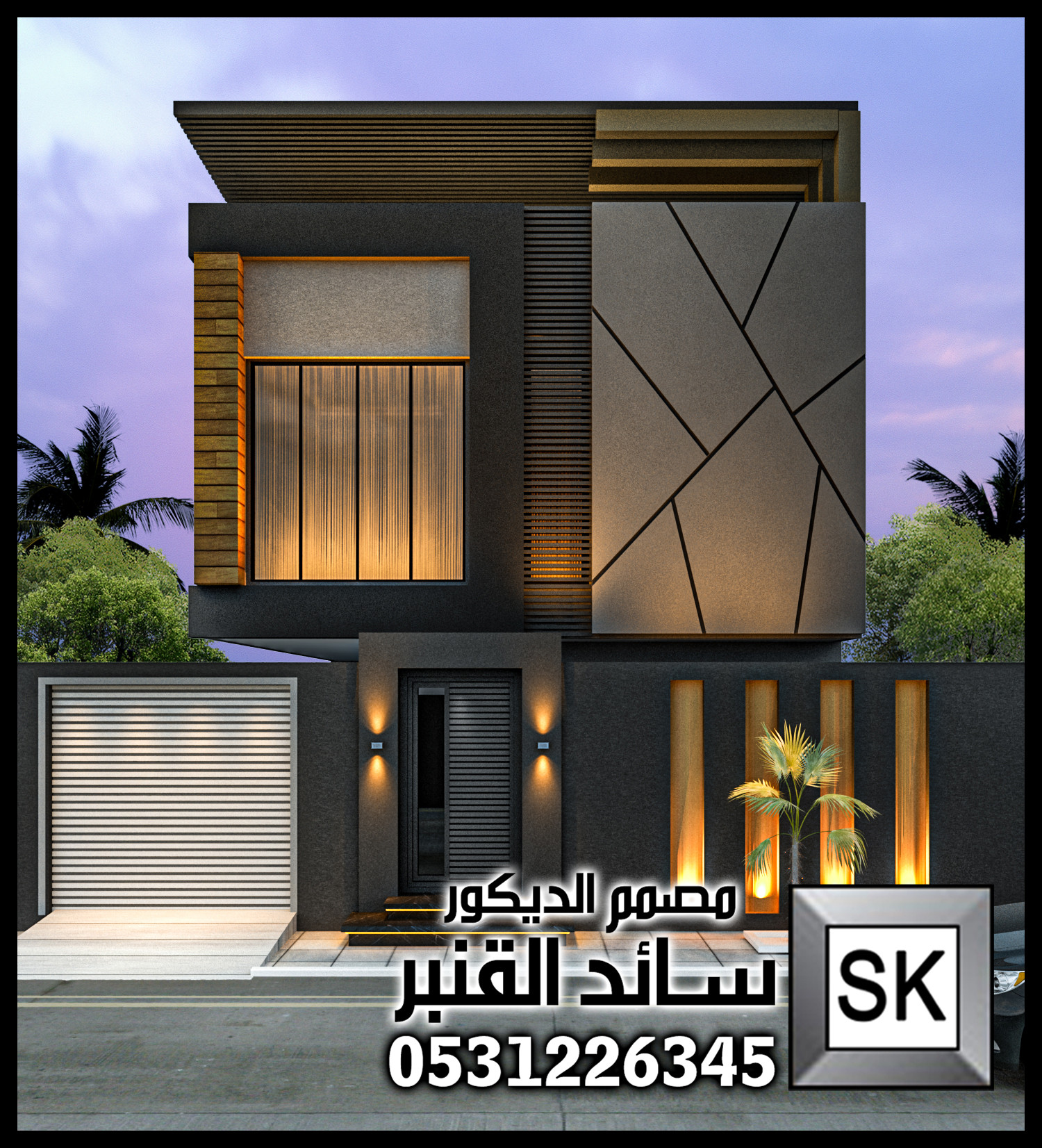 تصميم و تشطيب واجهة فيلا فخمة في الرياض