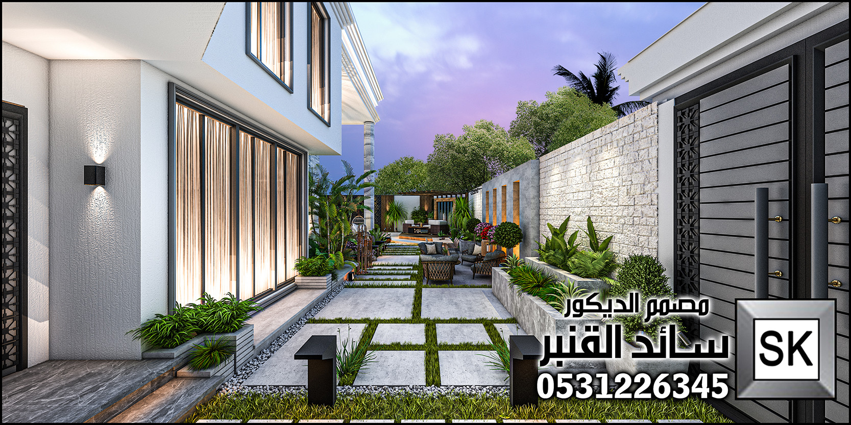 تصميم و تنفيذ لاندسكيب منزلي فاخر في الرياض