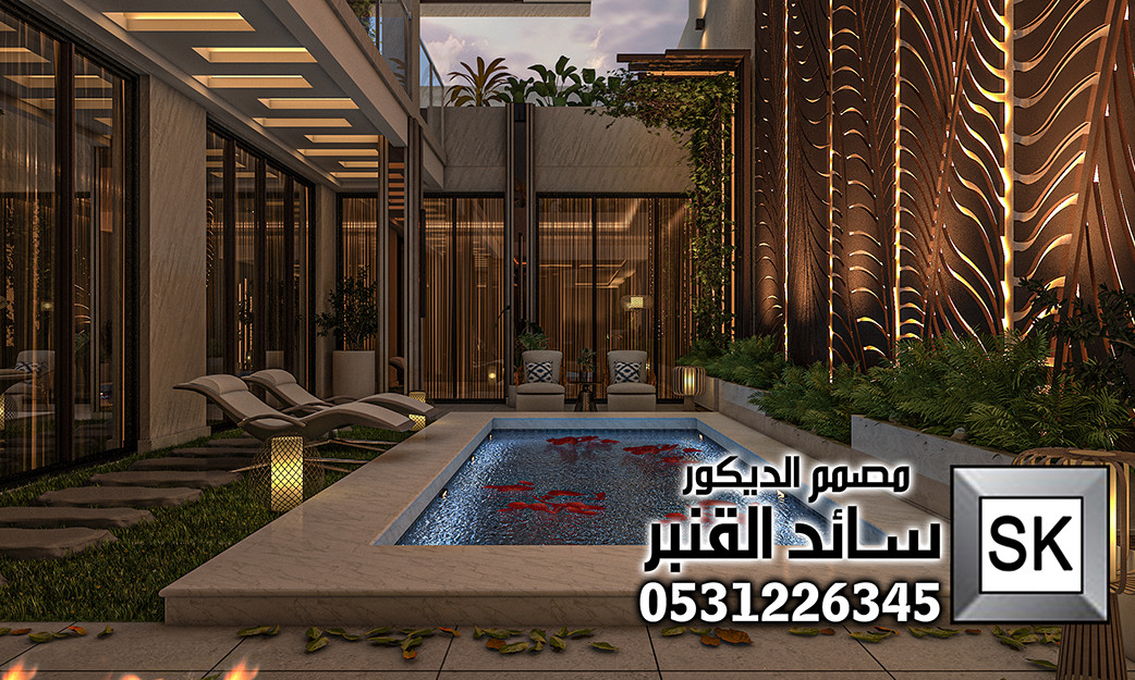 تصميم و تشطيب لاندسكيب منزلي فاخر في حي الملقا بالرياض
