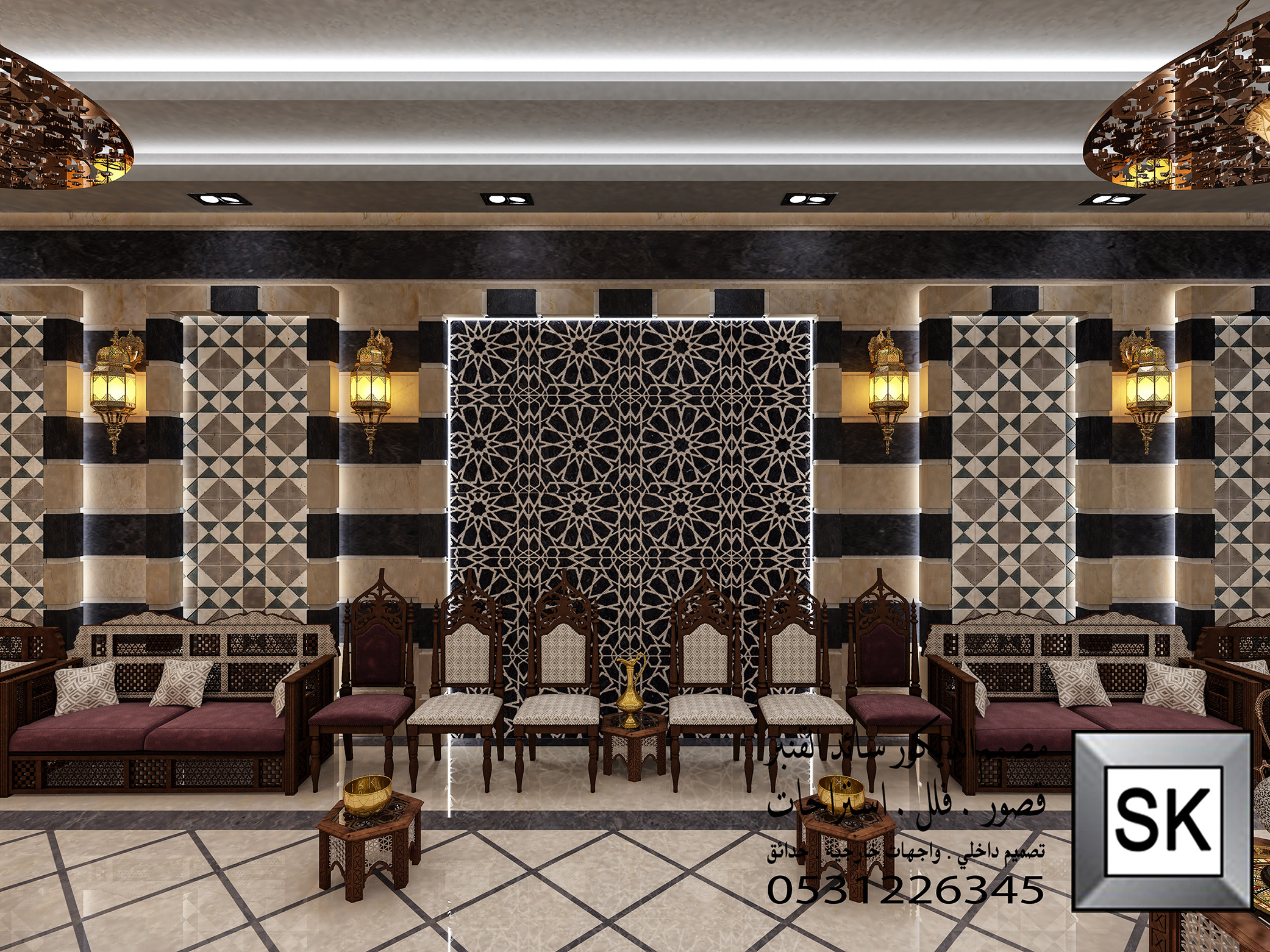 تصميم و تنفيذ مجالس دمشقية فخمة في الرياض