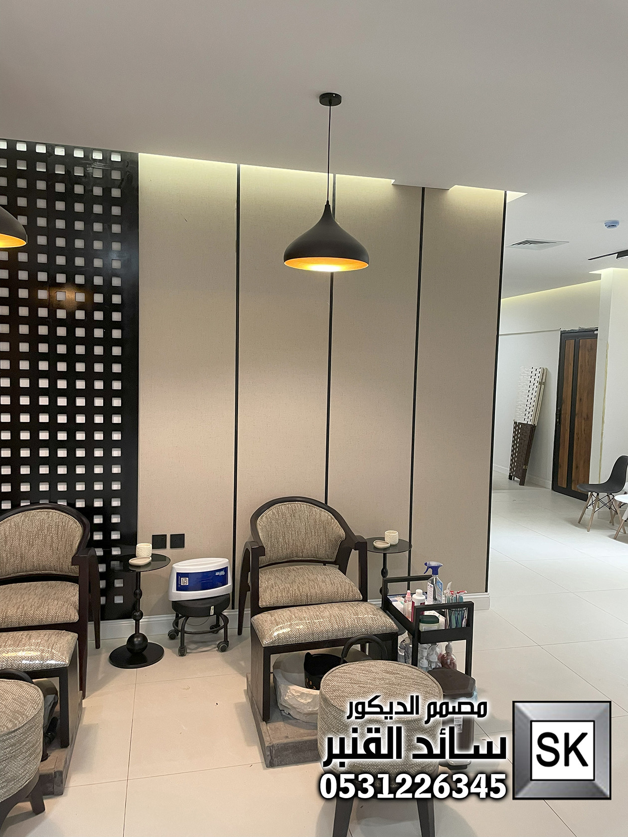تشطيب و ترميم صالون تجميل في الرياض شامل التصميم المجاني