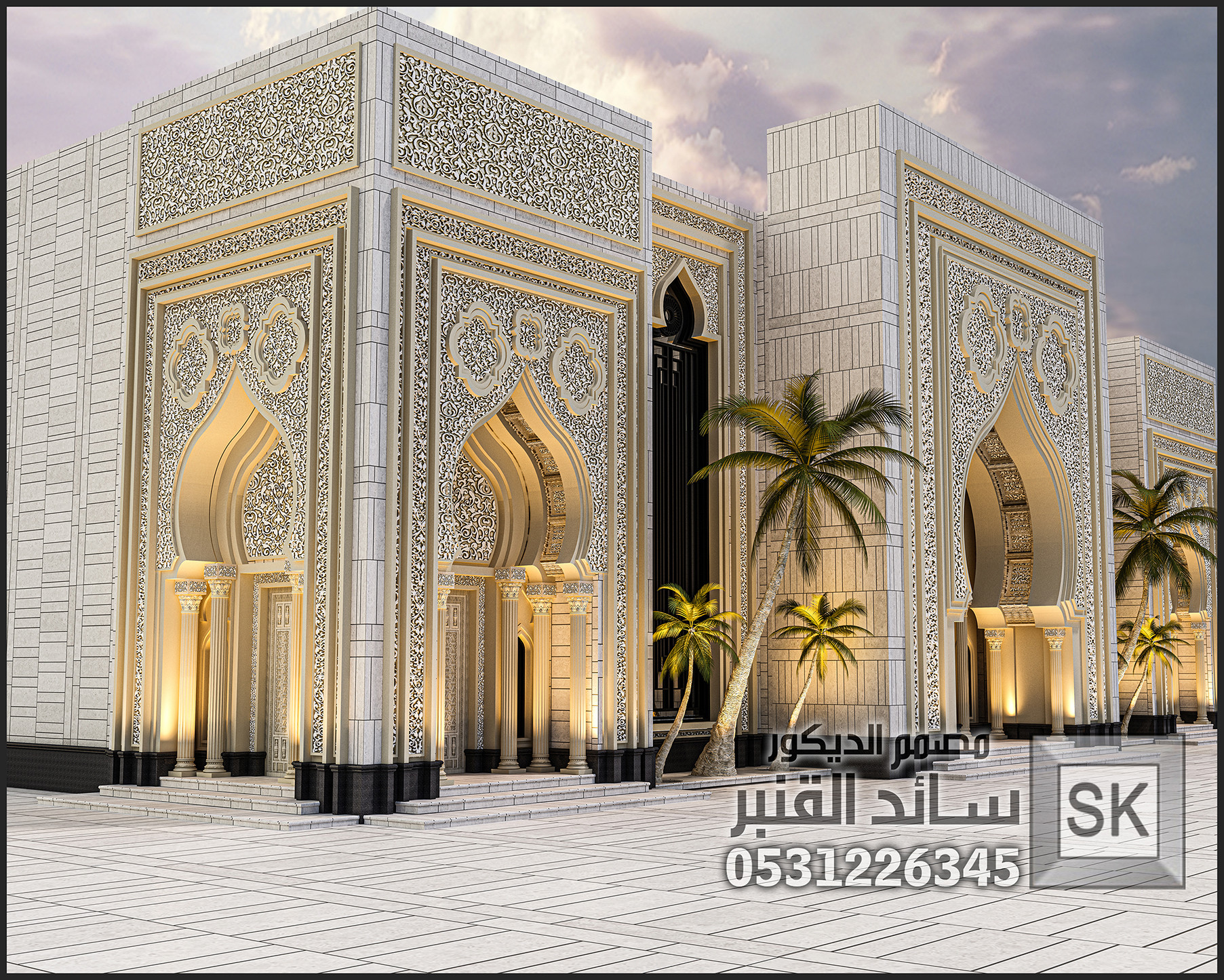 تصميم واجهة أندلسية إسلامية فخمة في الرياض
