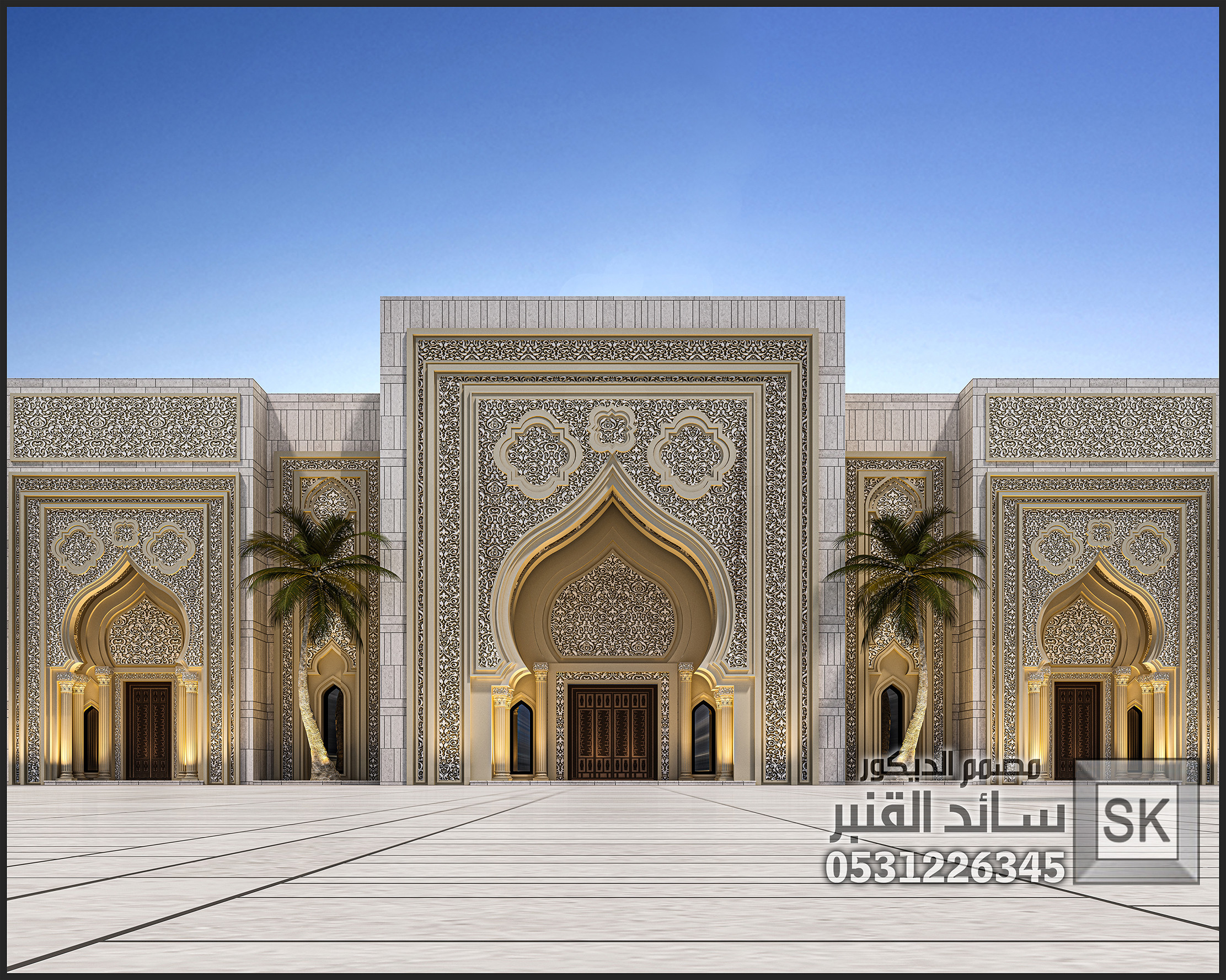 تصميم واجهة أندلسية إسلامية فخمة في الرياض