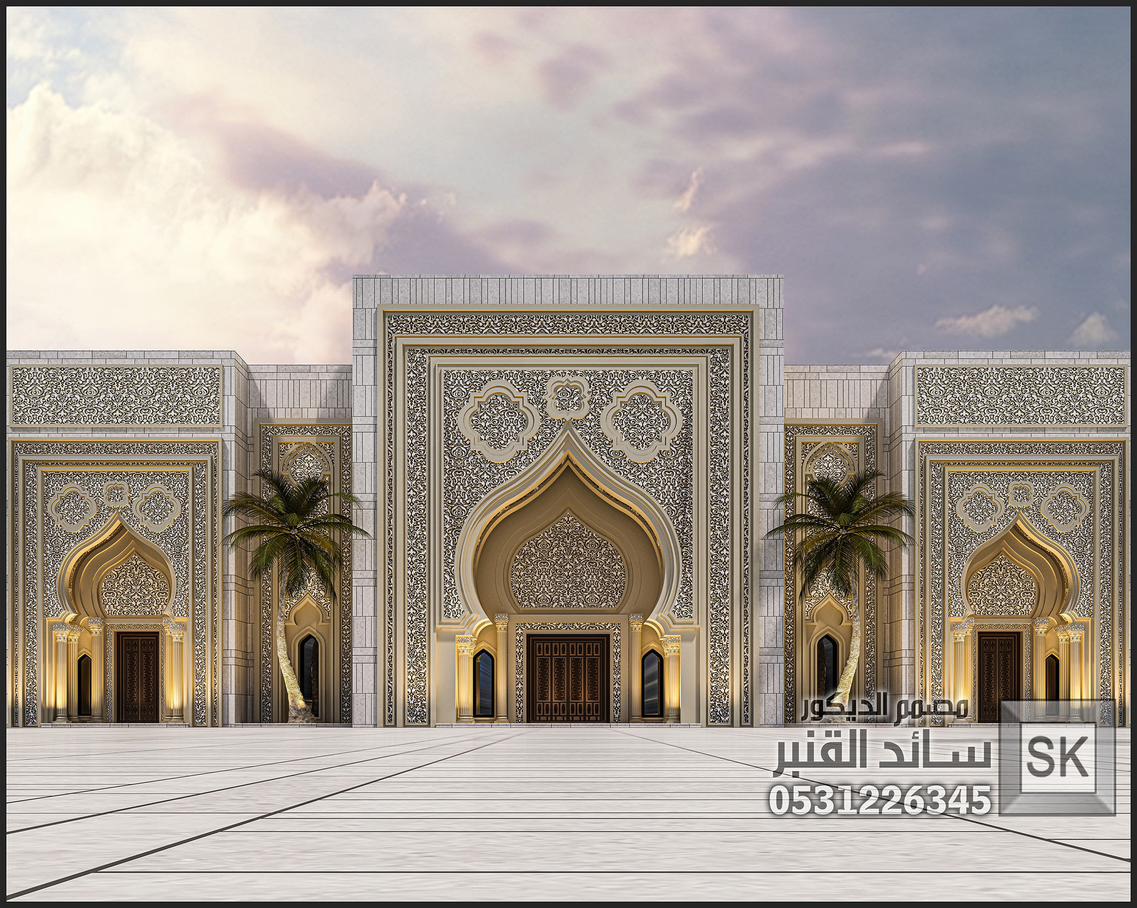 تصميم واجهة أندلسية إسلامية فخمة في الرياض