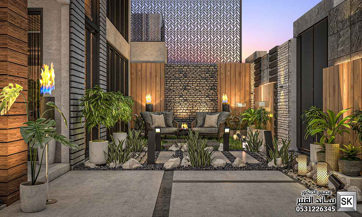 تصميم و تنفيذ لاندسكيب منزلي فاخر في الرياض