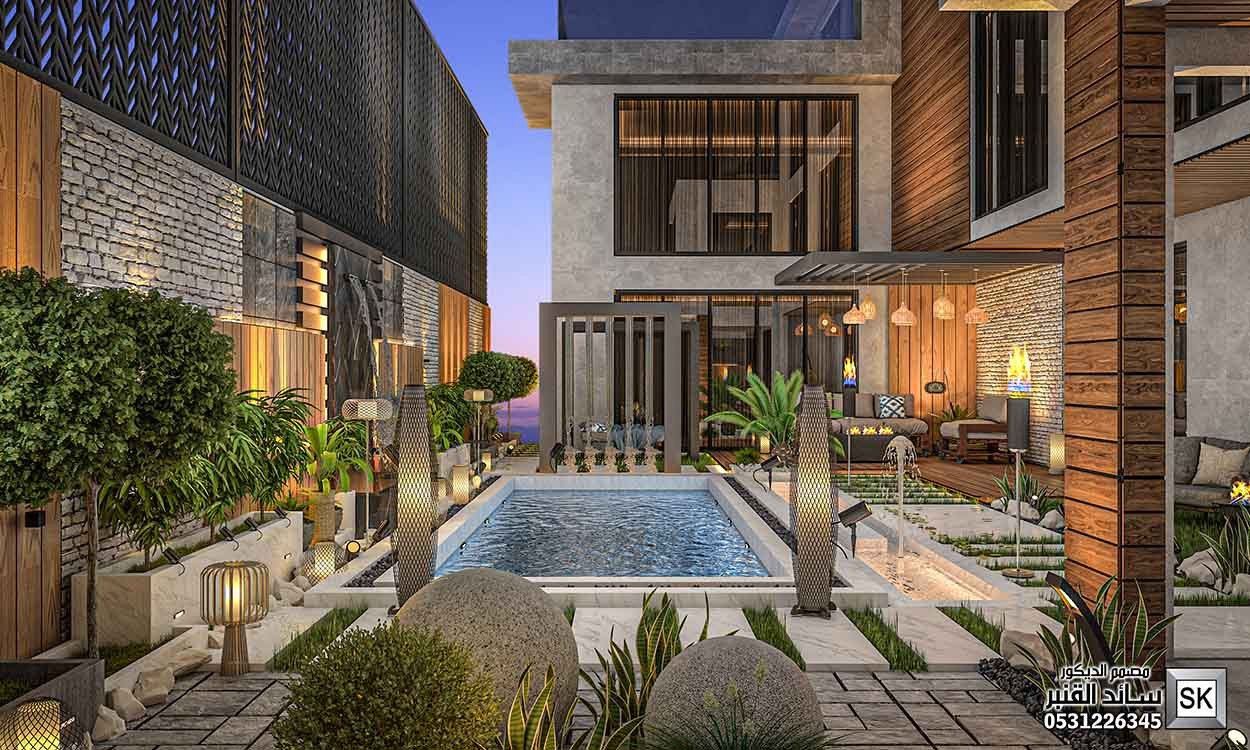 تصميم و تنفيذ لاندسكيب منزلي فاخر في الرياض