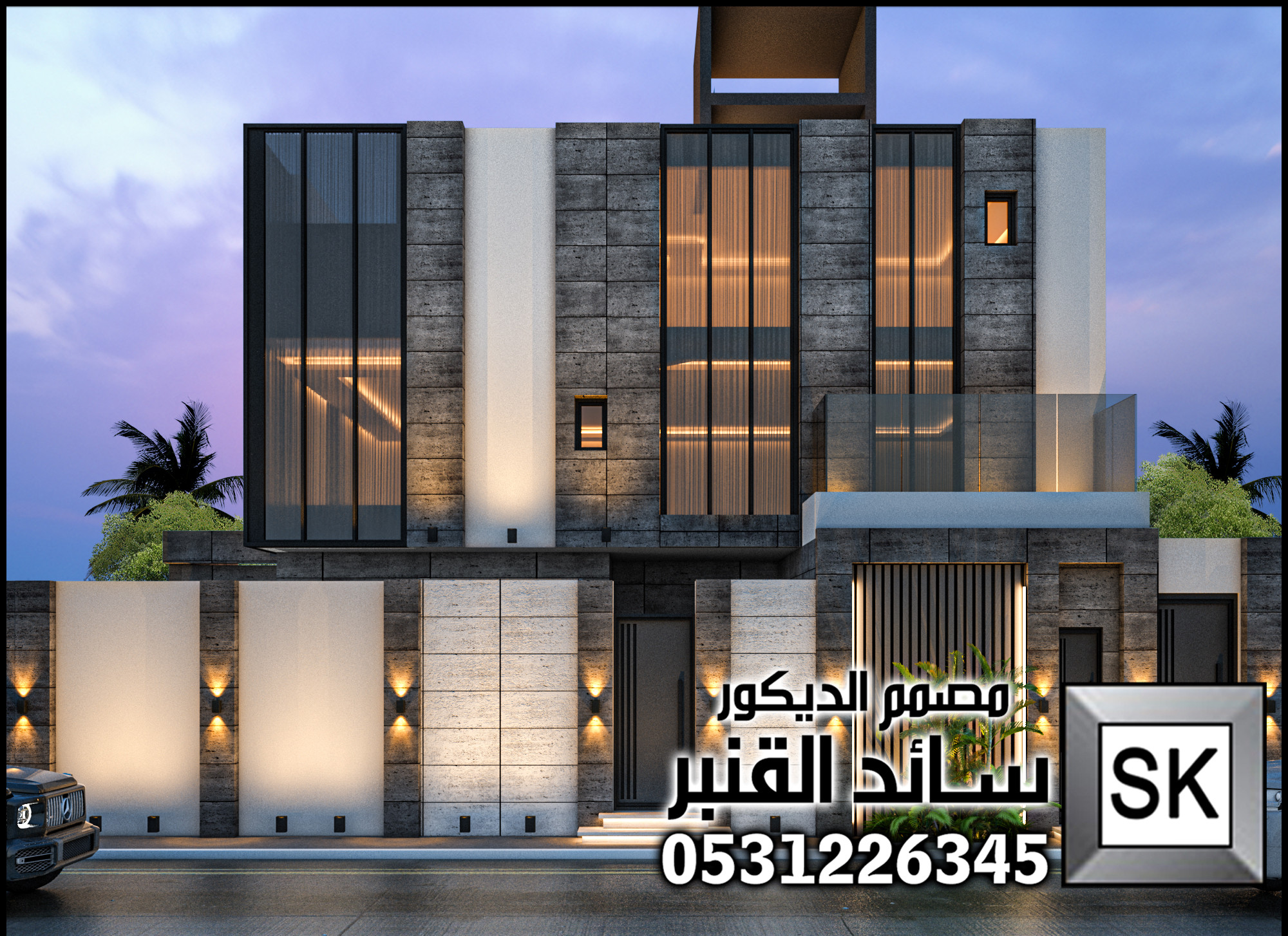 تصميم و تطوير واجهة فيلا حديثة قي الرياض