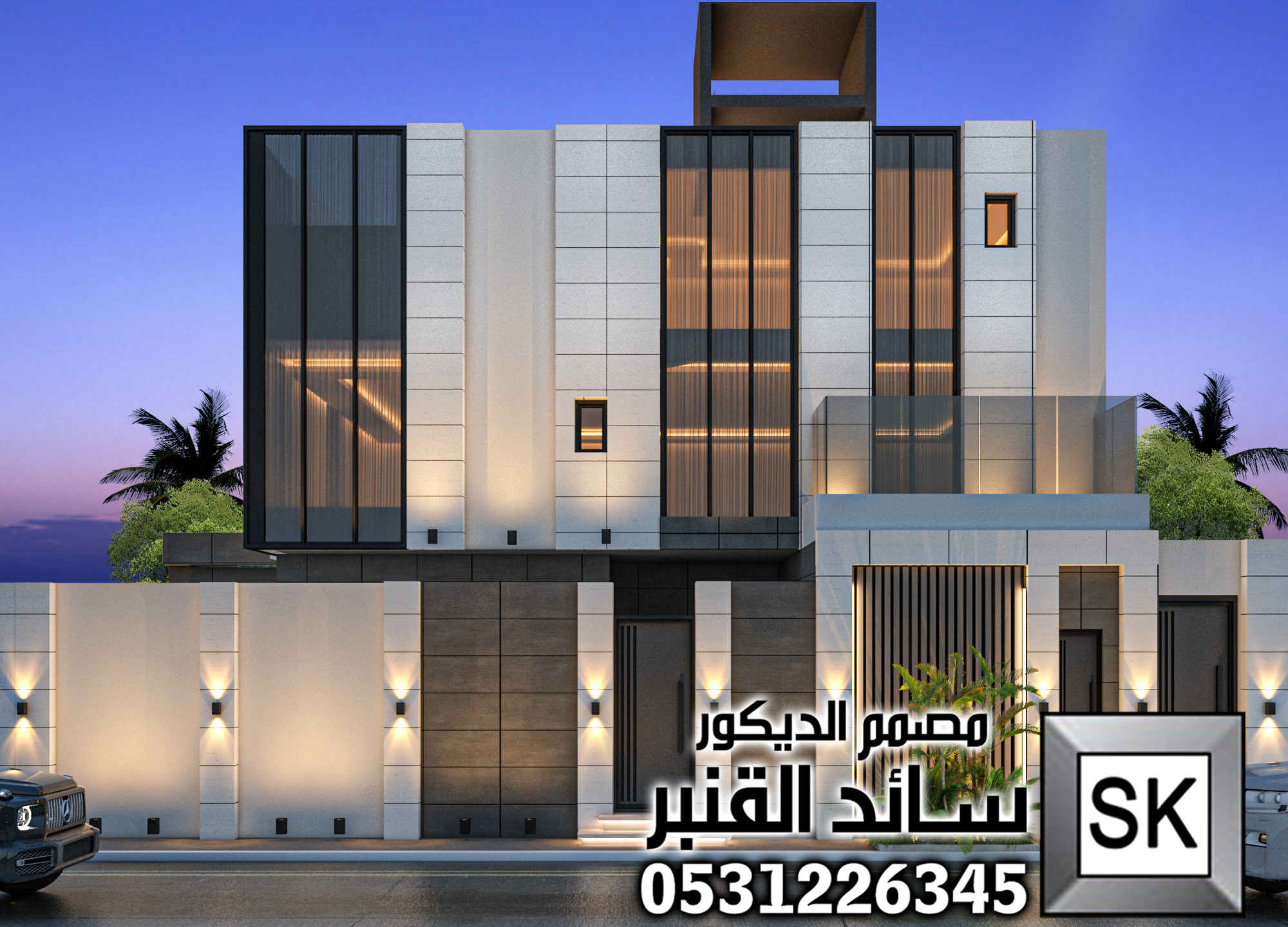 تصميم و تطوير واجهة فيلا حديثة قي الرياض