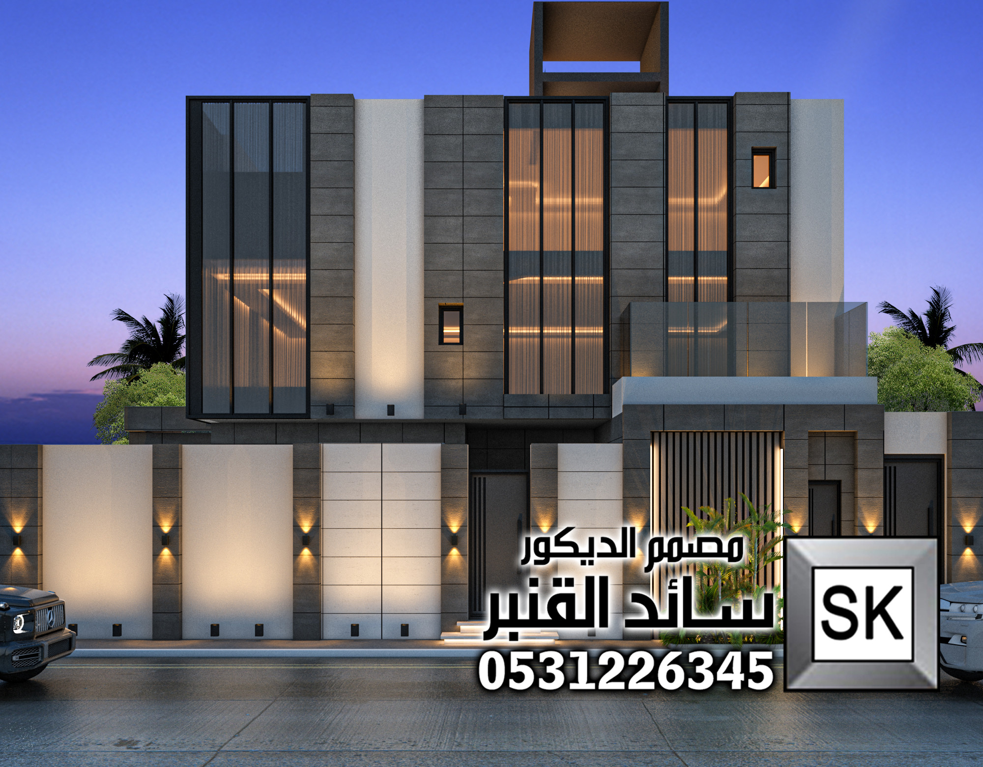 تصميم و تطوير واجهة فيلا حديثة قي الرياض