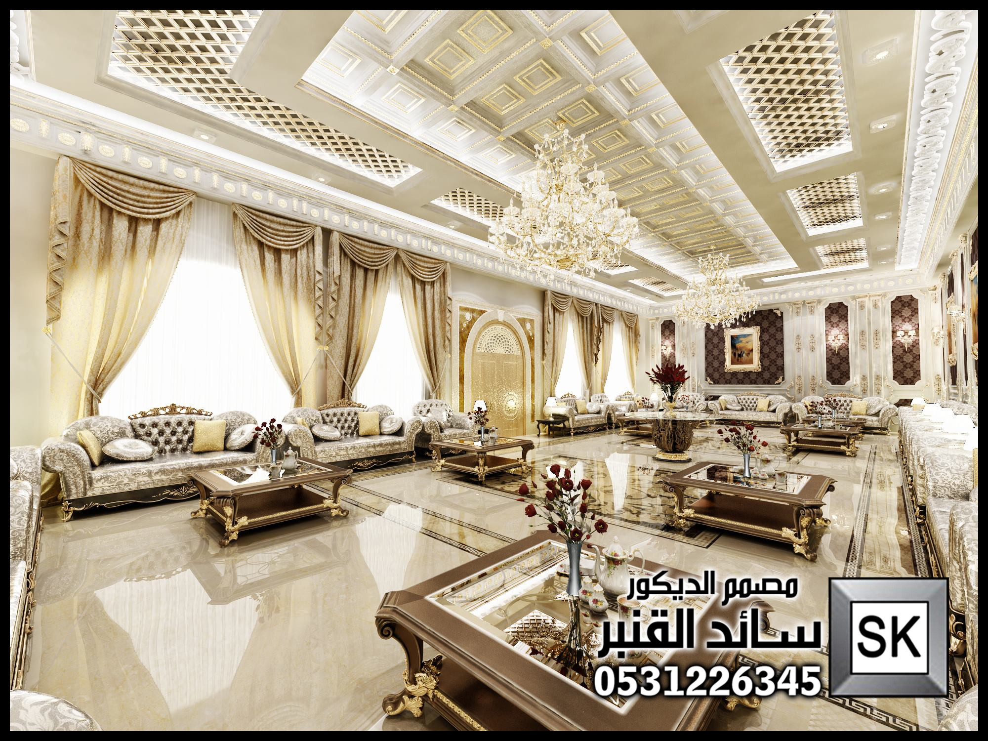 تصميم و تنفيذ ديكور داخلي كلاسيك فاخر في جدة
