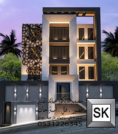 تصميم و تشطيب واجهة فيلا خارجية فخمة في الرياض