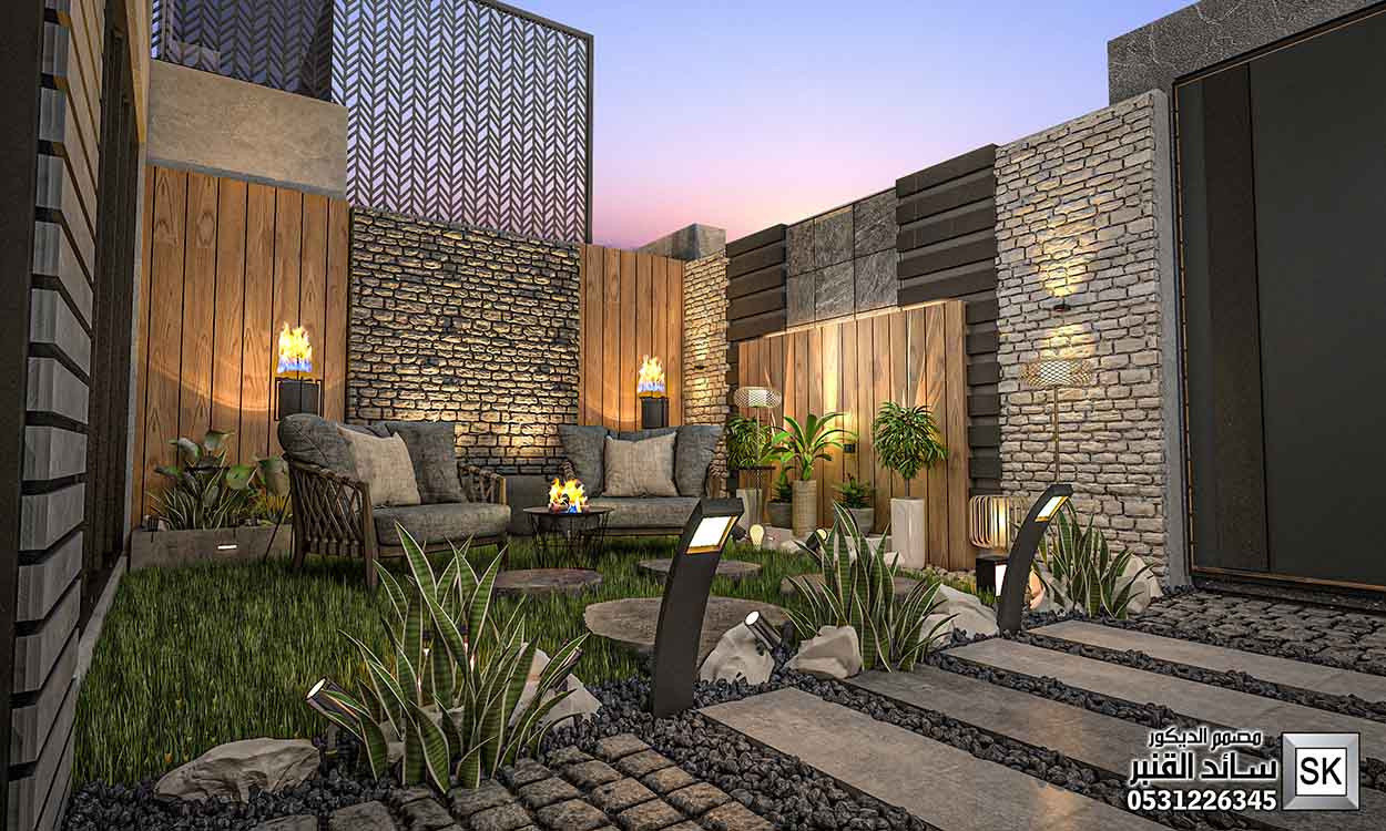 تصميم و تشطيب لاندسكيب منزلي فاخر في الرياض