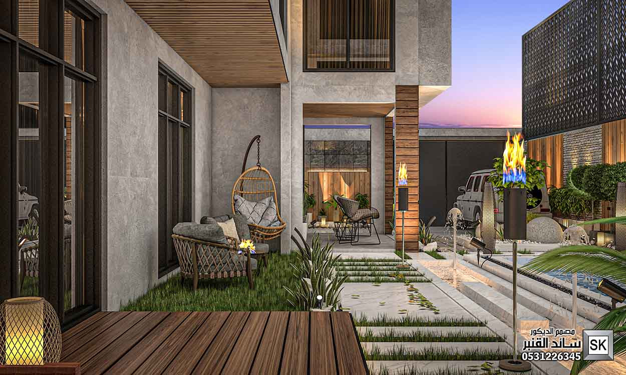 تصميم و تشطيب لاندسكيب منزلي فاخر في الرياض