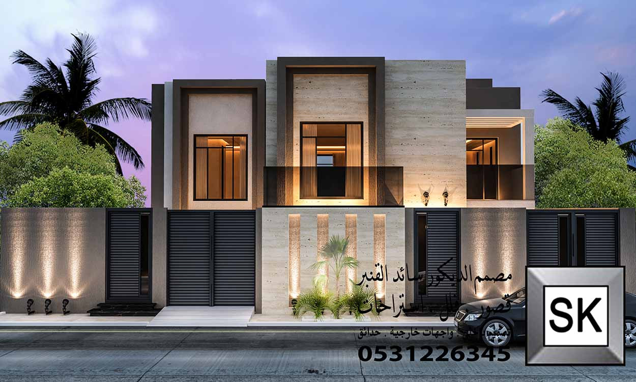 تصميم و تشطيب واجهة فيلا عصرية فاخرة في السعودية