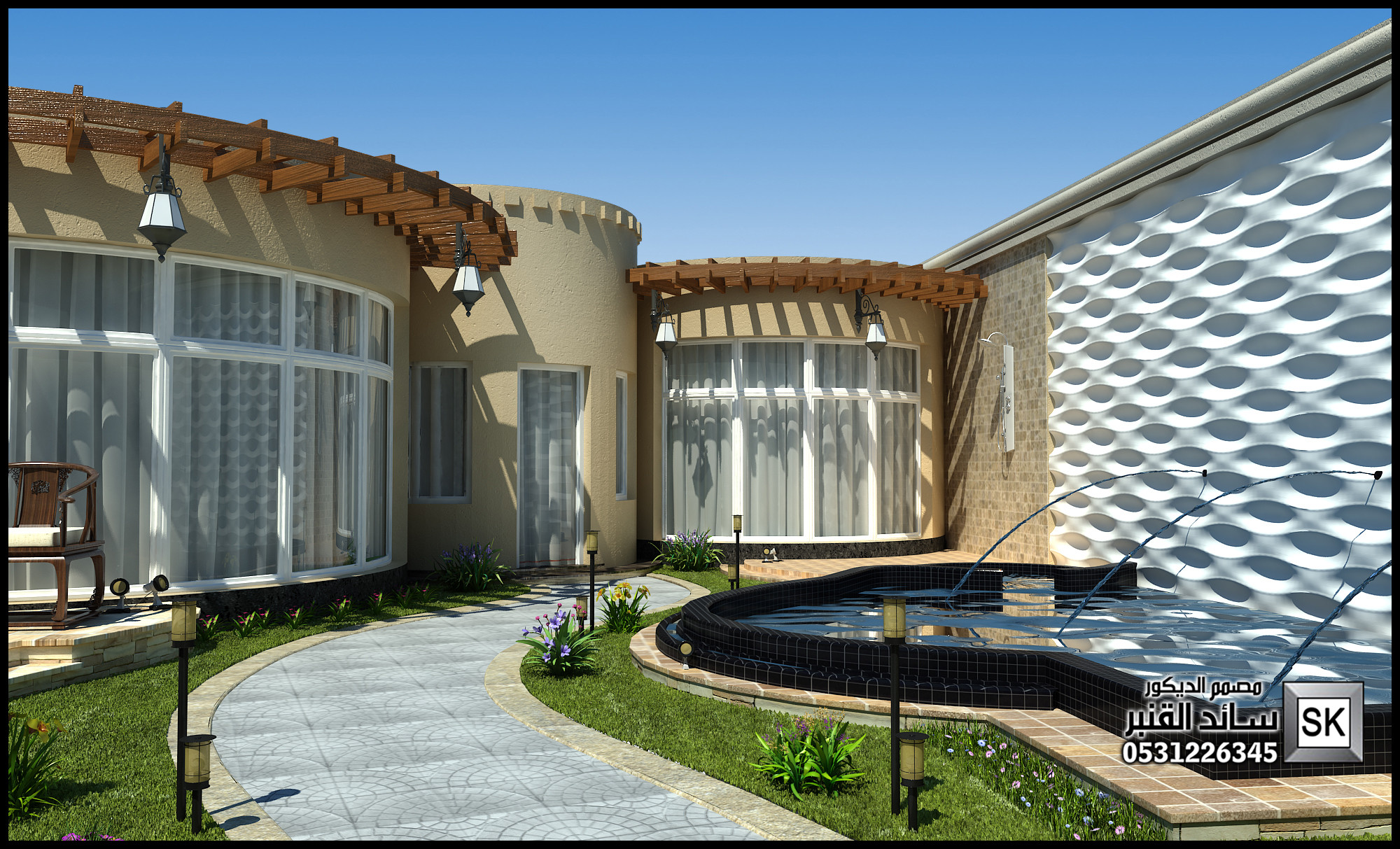 تصميم و تشطيب إستراحات و شاليهات فخمة في الرمال بالرياض