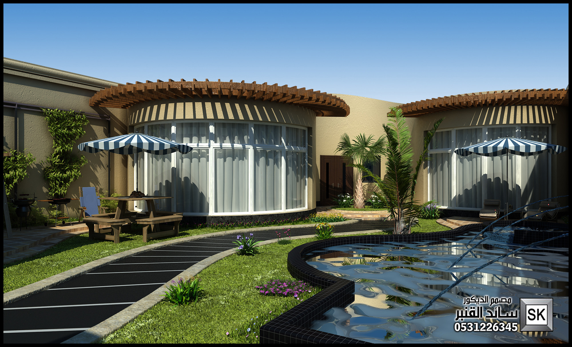 تصميم و تشطيب إستراحات و شاليهات فخمة في الرمال بالرياض