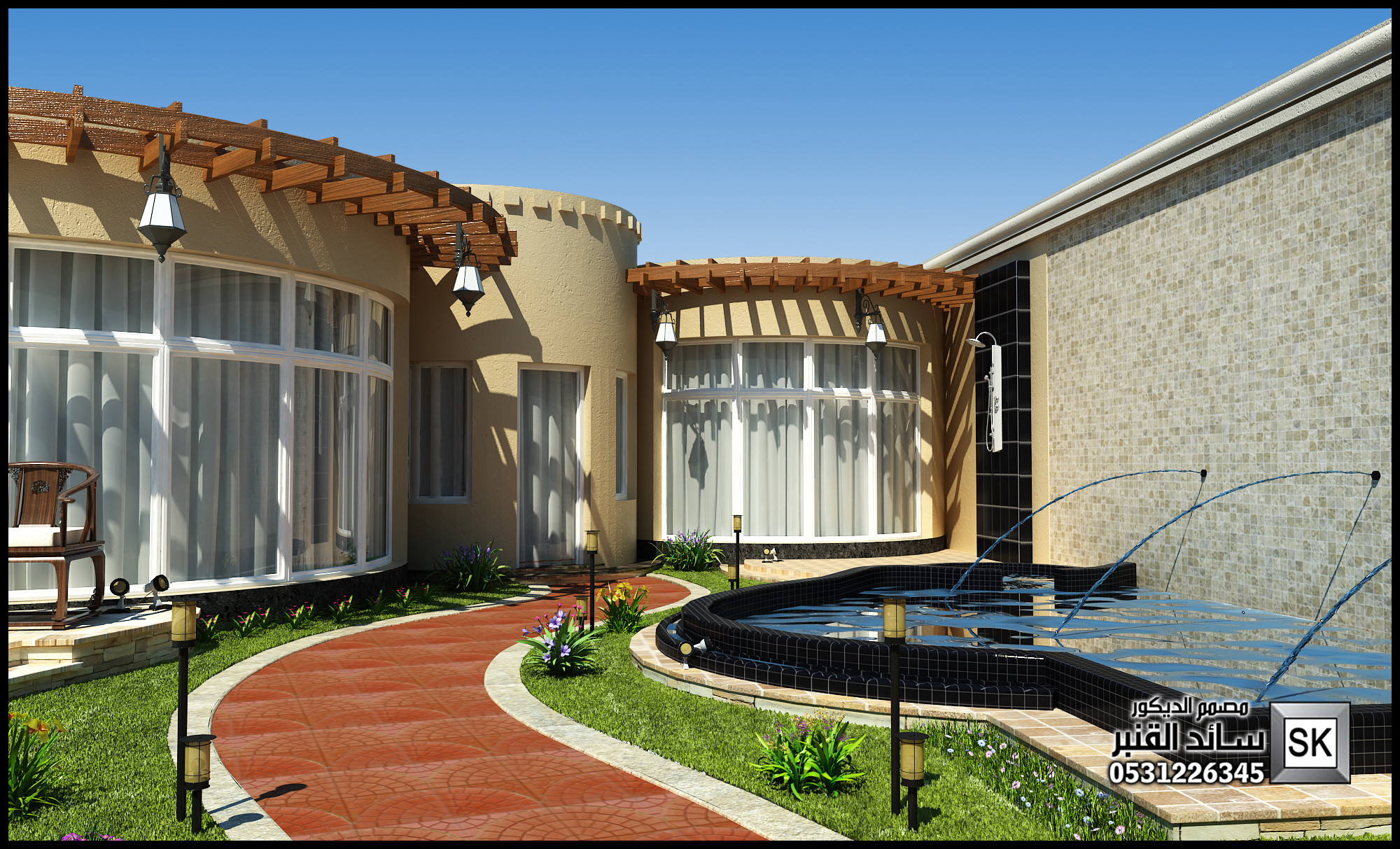 تصميم و تشطيب إستراحات و شاليهات فخمة في الرمال بالرياض