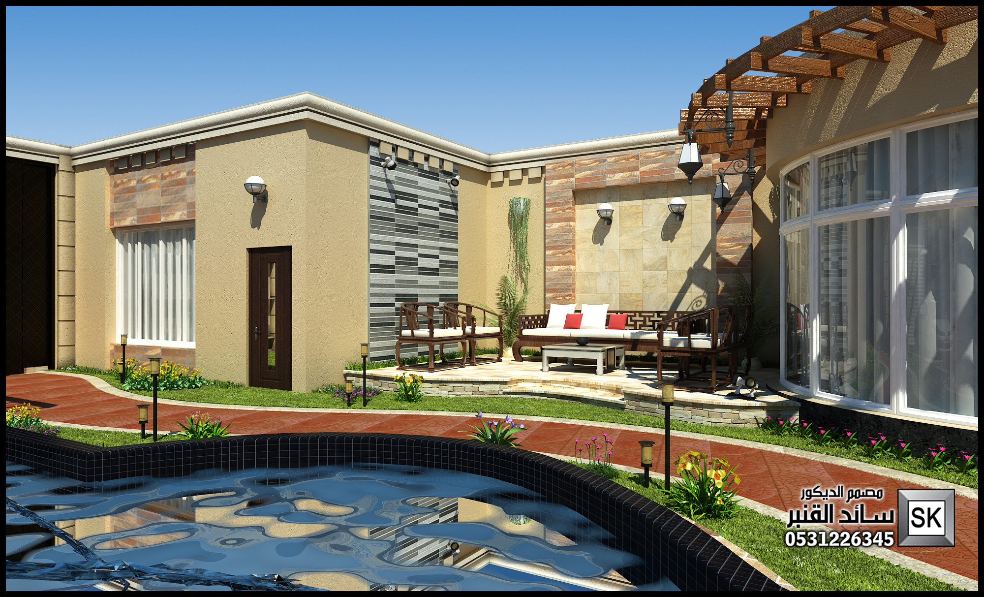 تصميم و تشطيب إستراحات و شاليهات فخمة في الرمال بالرياض