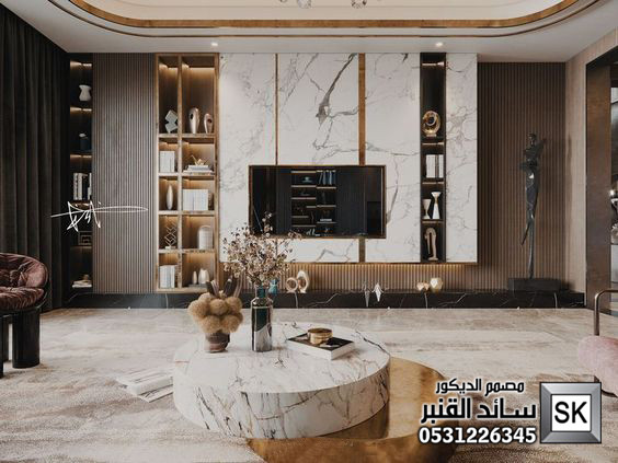 تصميم و تنفيذ جدران تلفاز مجالس و صالات و غرف نوم  فخمة في الرياض