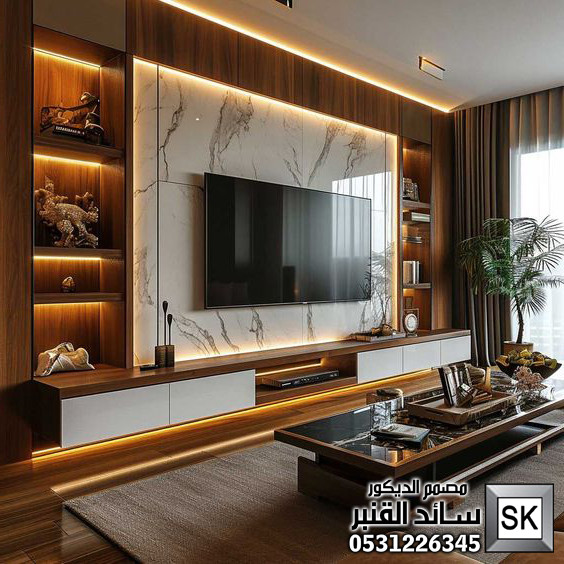 تصميم و تنفيذ جدران تلفاز مجالس و صالات و غرف نوم  فخمة في الرياض
