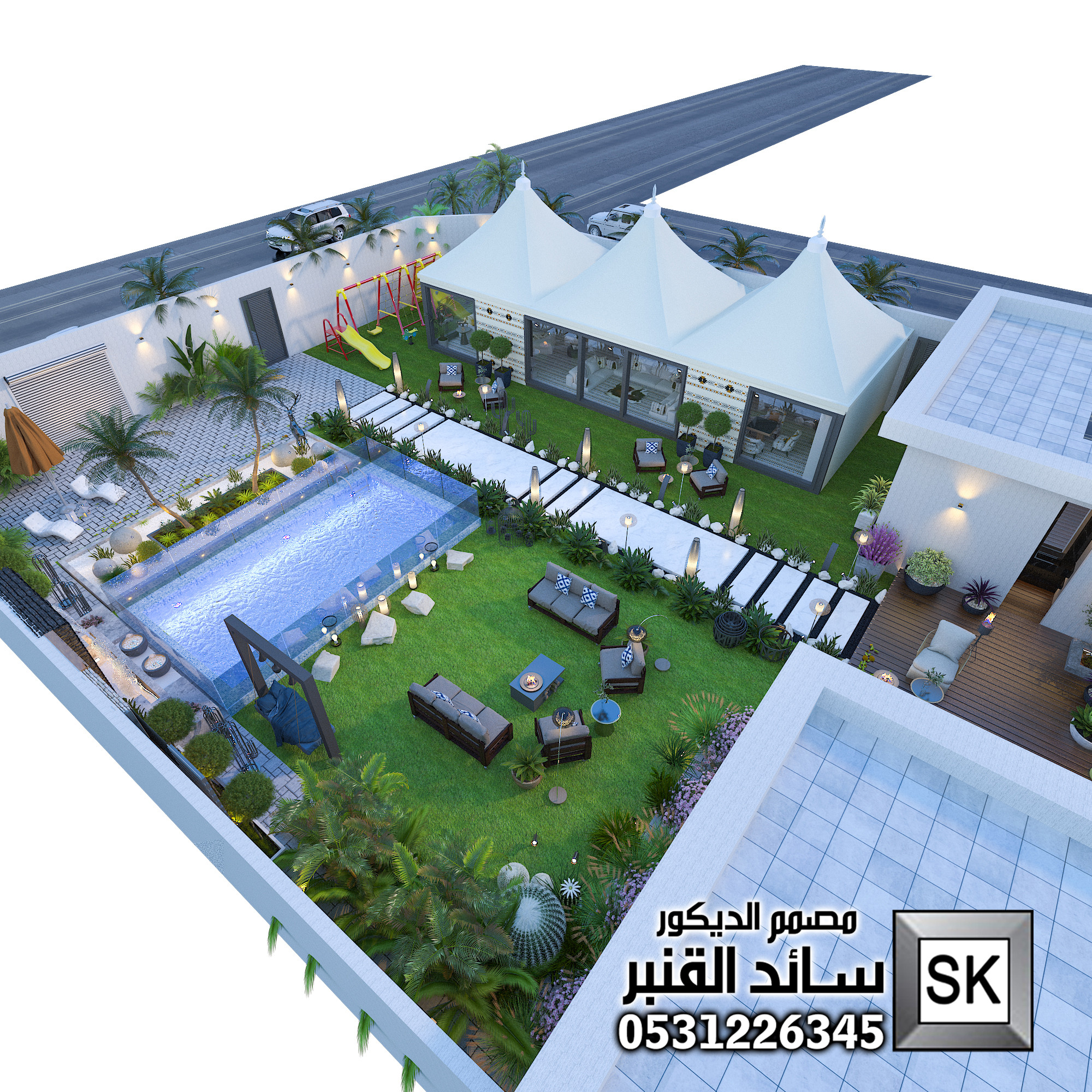تصميم و تنفيذ شاليهات و مزارع و إستراحات في الرياض