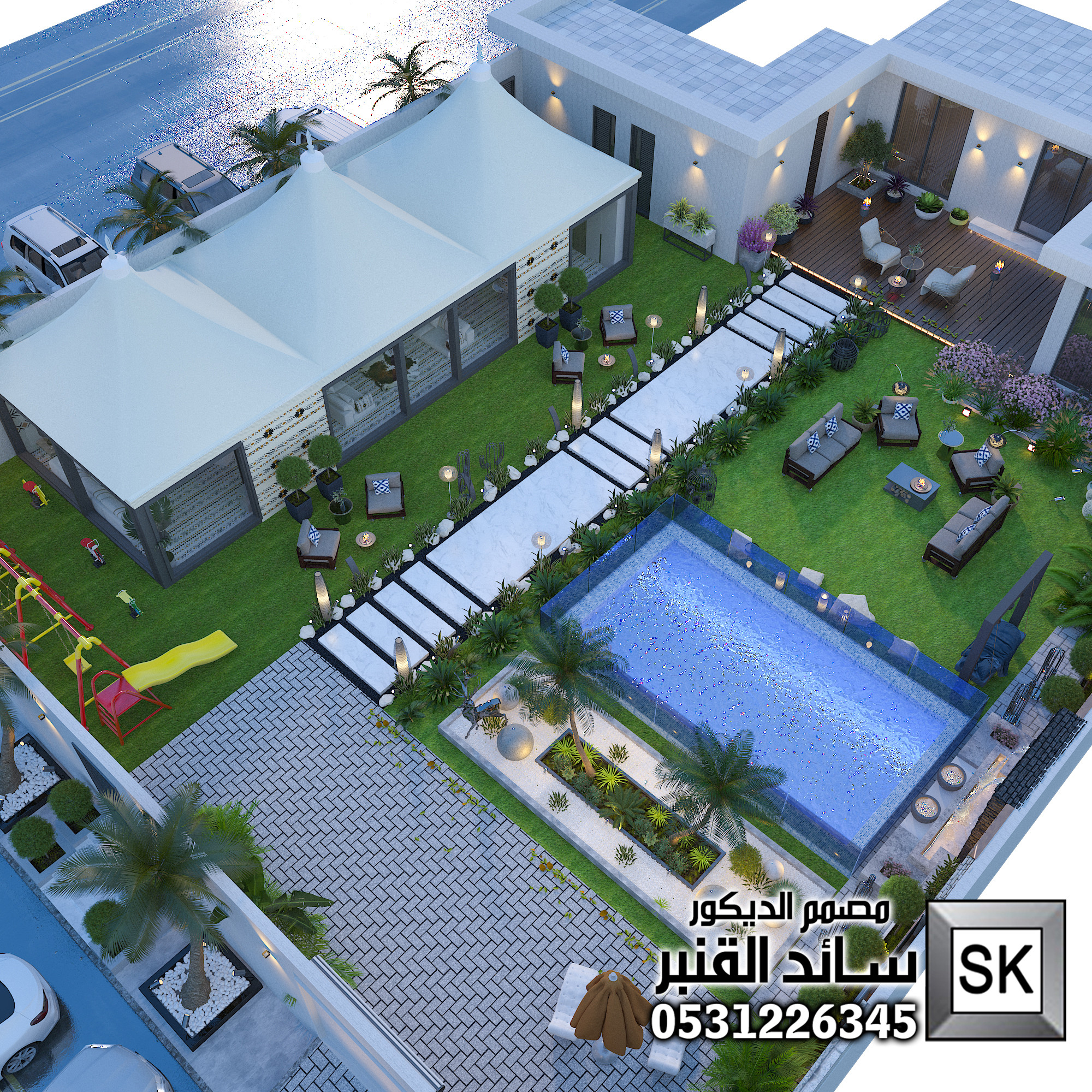تصميم و تنفيذ شاليهات و مزارع و إستراحات في الرياض