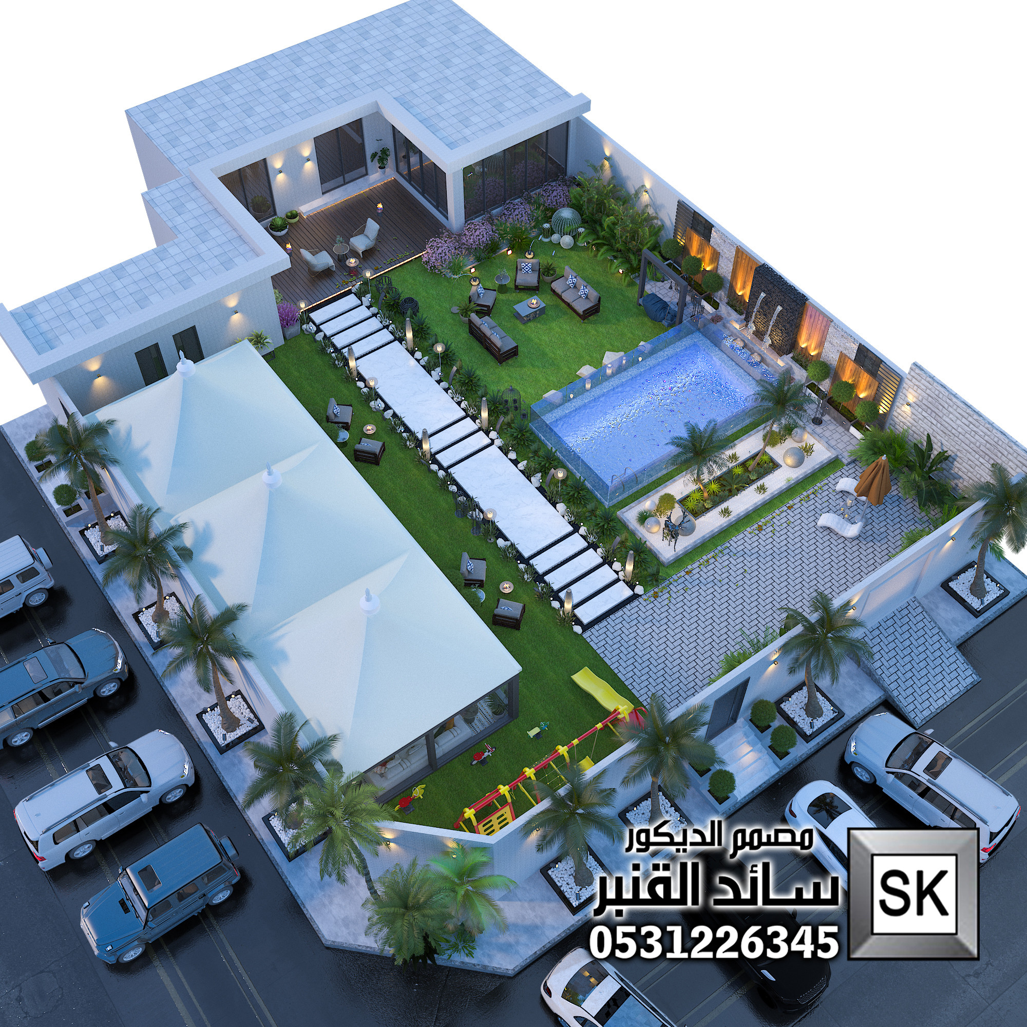 تصميم و تنفيذ شاليهات و مزارع و إستراحات في الرياض
