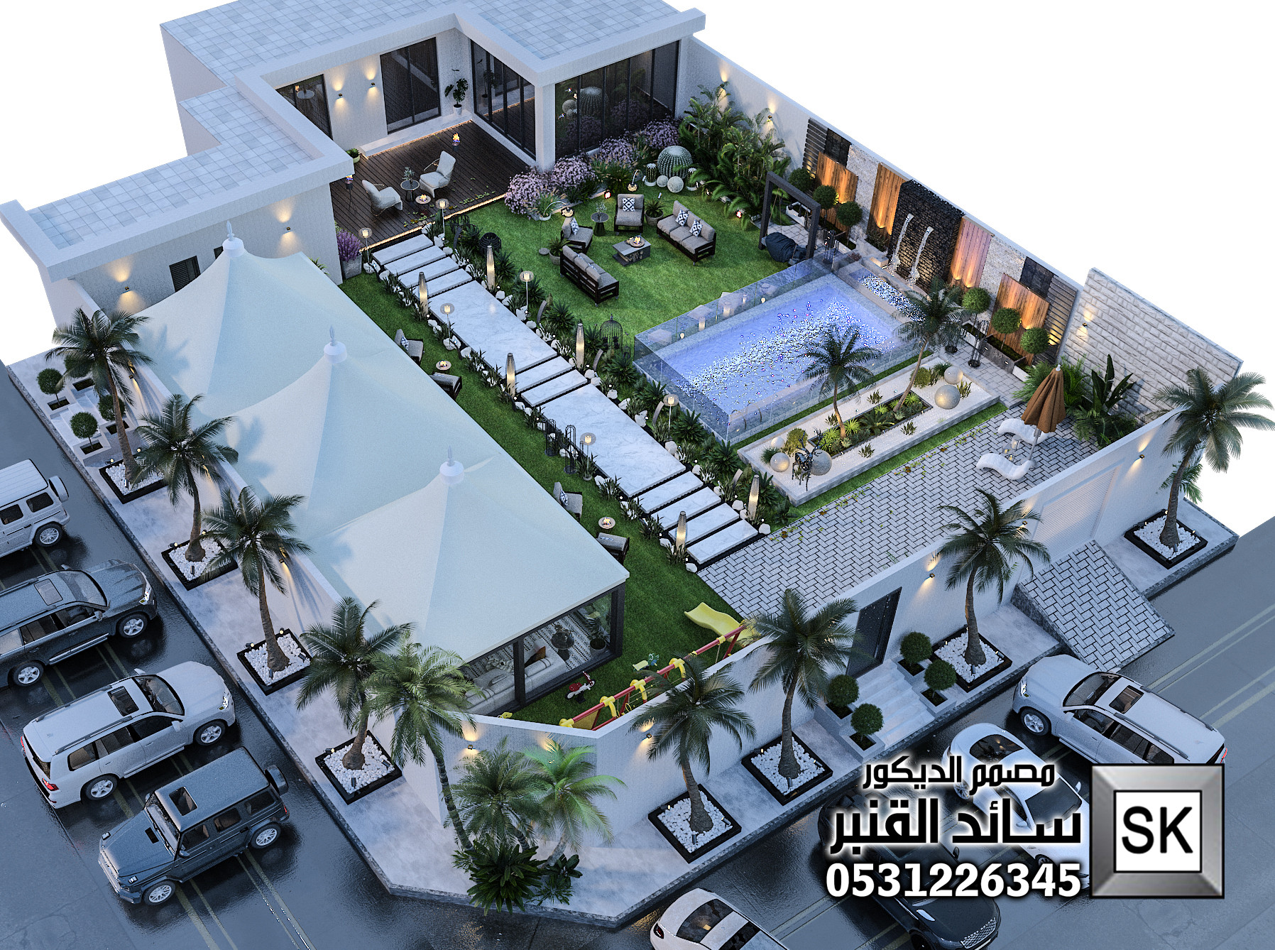 تصميم و تنفيذ شاليهات و مزارع و إستراحات في الرياض