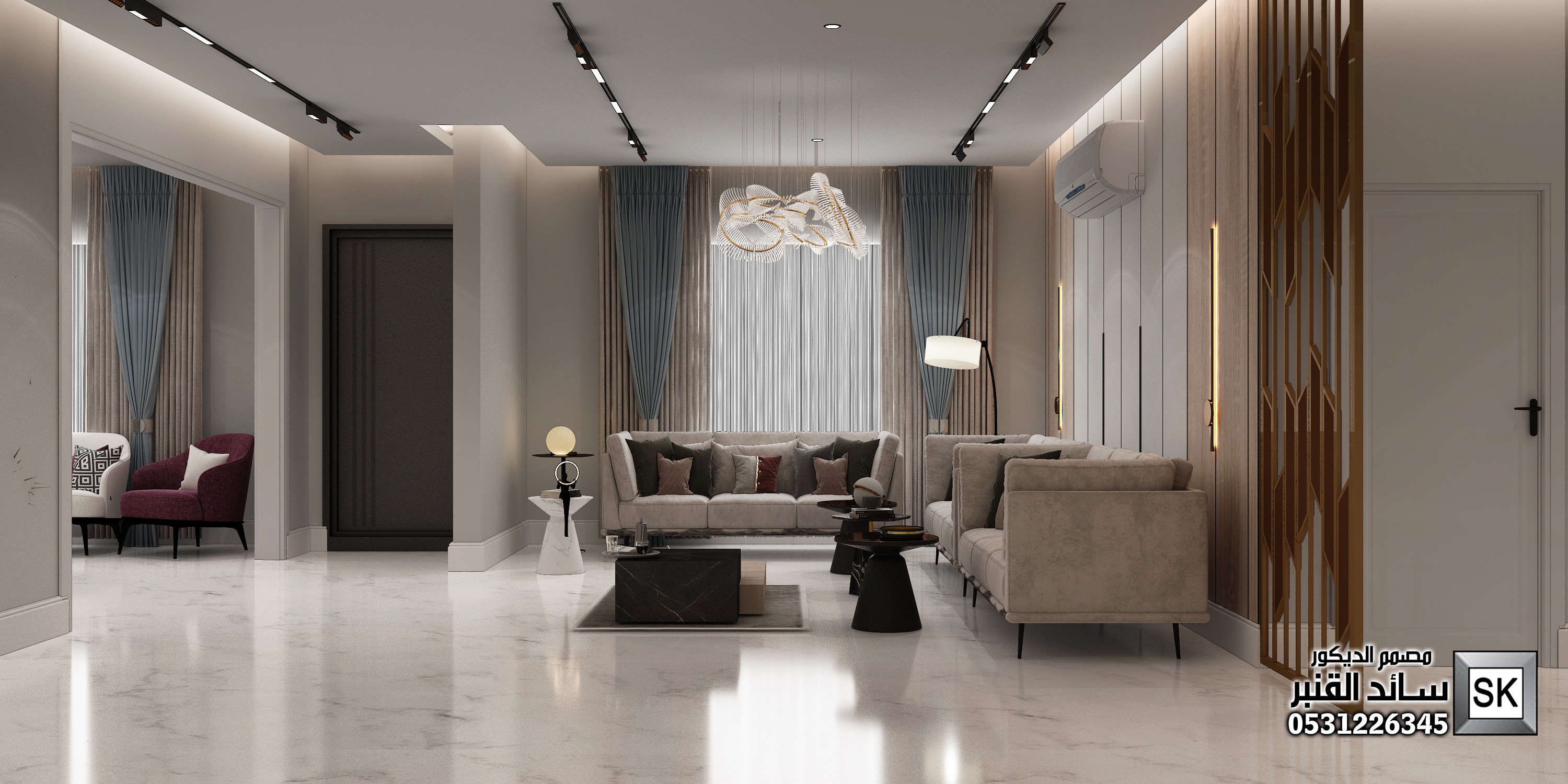 تصميم و تنفيذ  ديكور داخلي مجالس رجال فخمة في الرياض