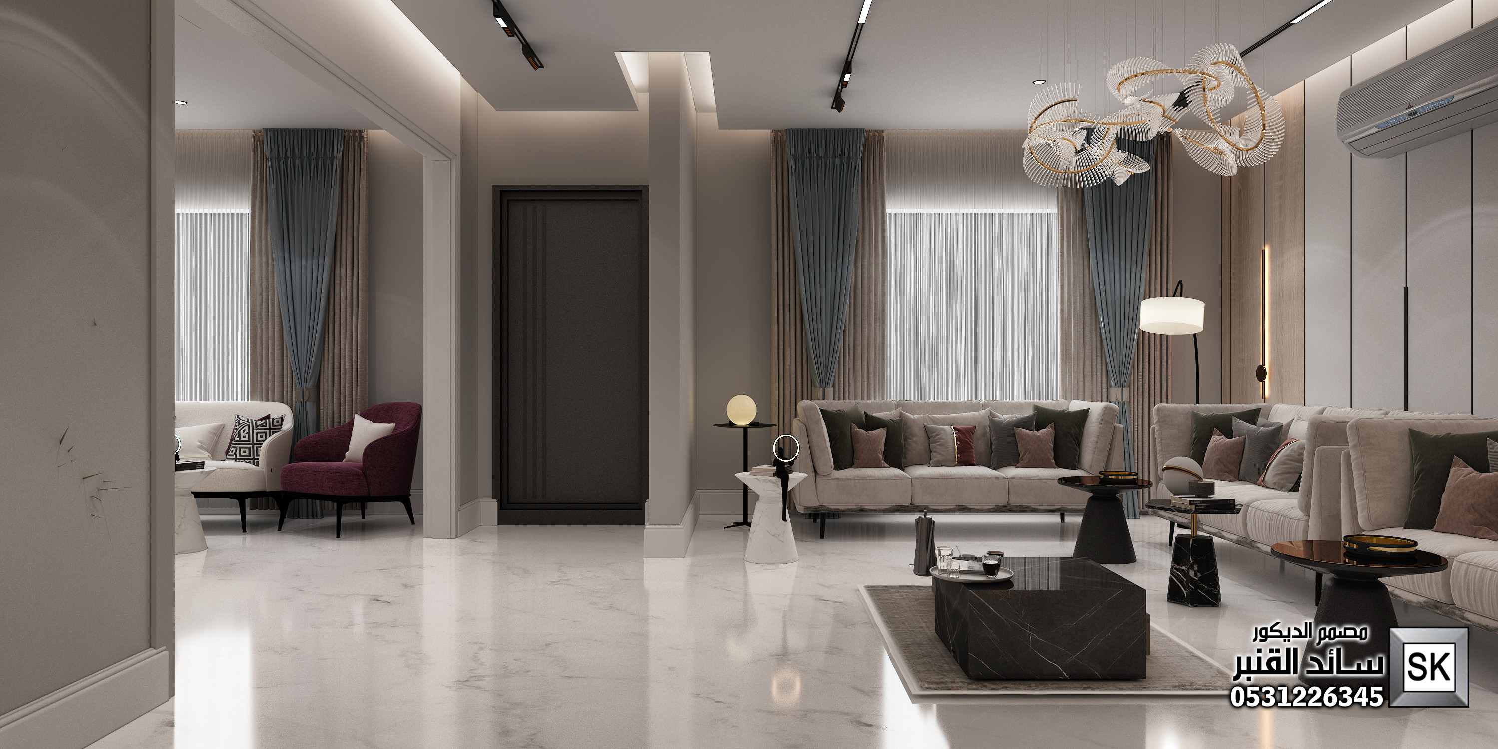 تصميم و تنفيذ  ديكور داخلي مجالس رجال فخمة في الرياض