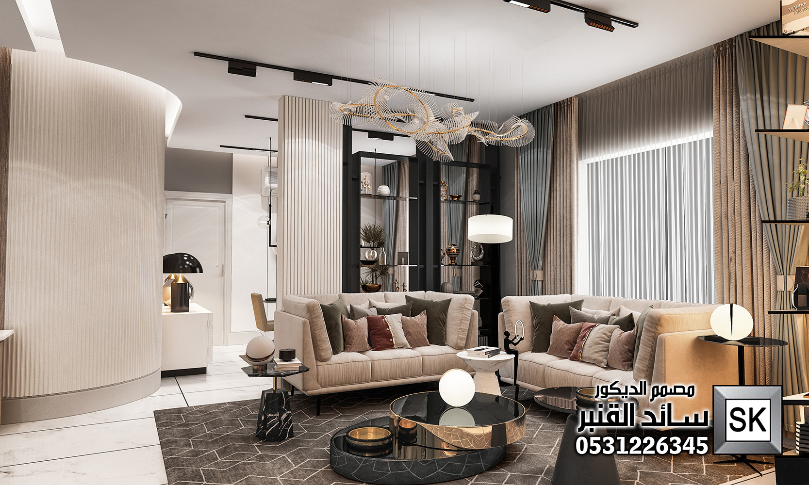 تصميم و تنفيذ ديكور داخلي صالة عائلية فخمة في الرياض