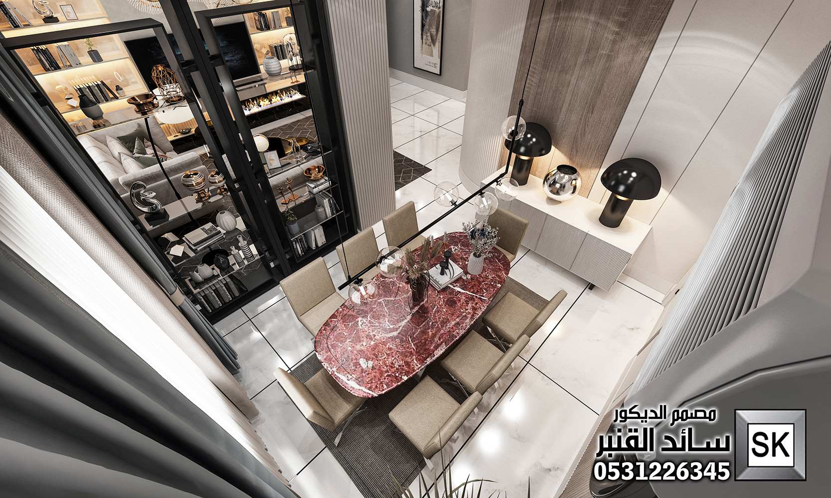 تصميم و تنفيذ ديكور داخلي صالة عائلية فخمة في الرياض