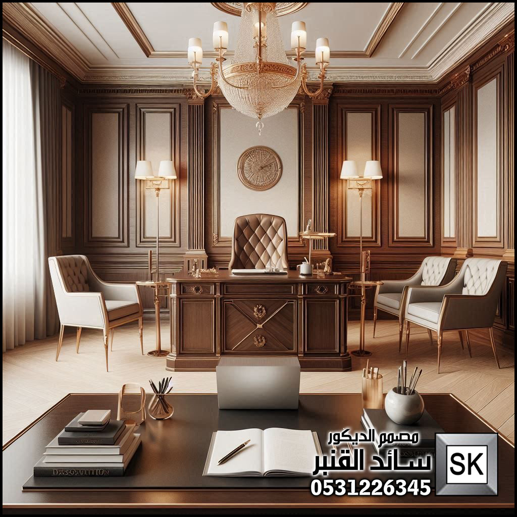 تصميم و تنفيذ ديكور مكاتب VIP للشيوخ و رجال الأعمال في السعودية