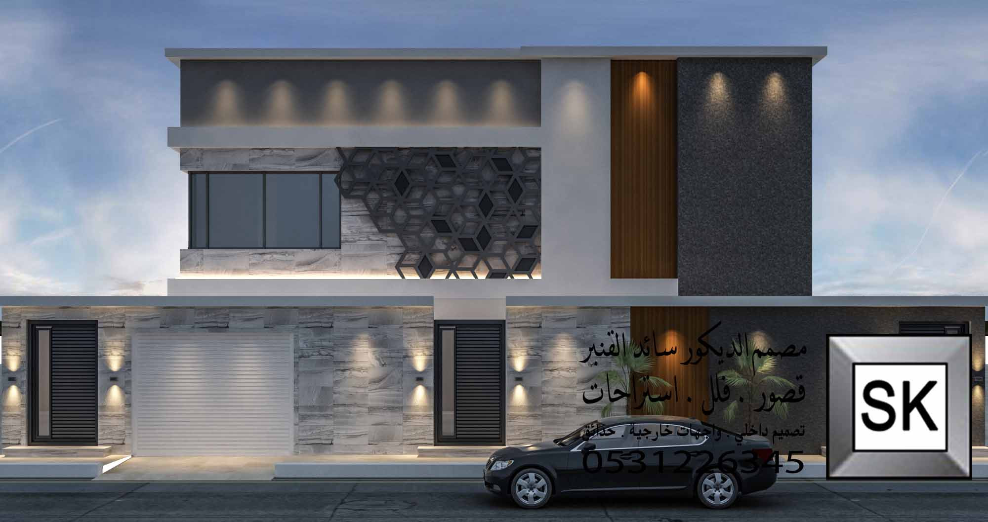 تصميم و تشطيب واجهة فيلا فخمة في الرياض